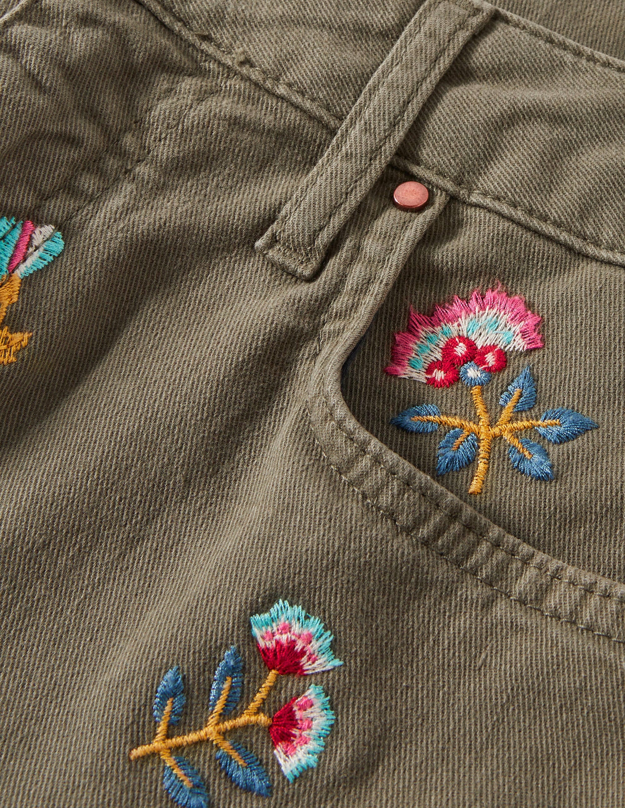 Girlfriend-Jeans-Sumpfgrün, Stickerei - Image 6