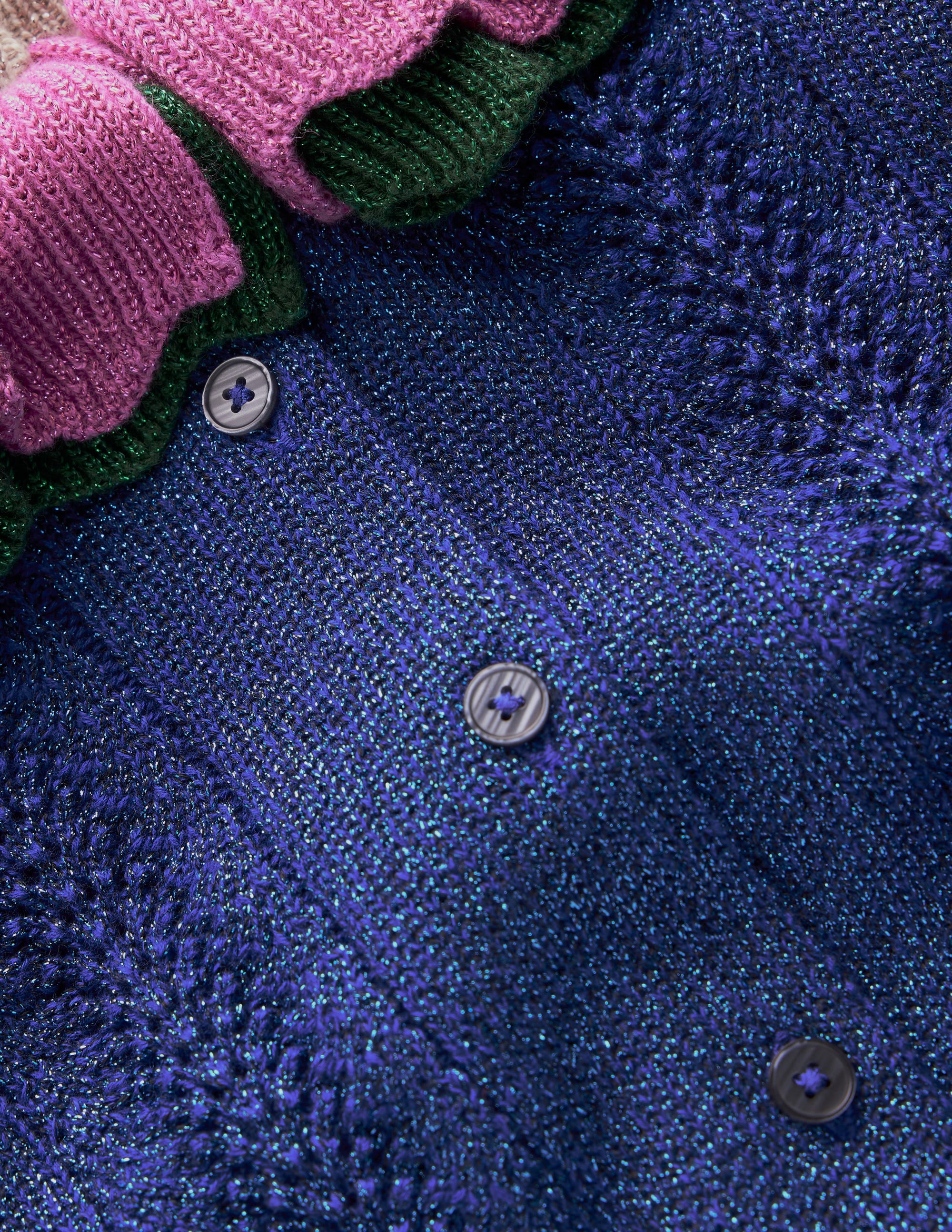 Glitzernde Strickjacke mit Kragen-Marineblau - Image 7