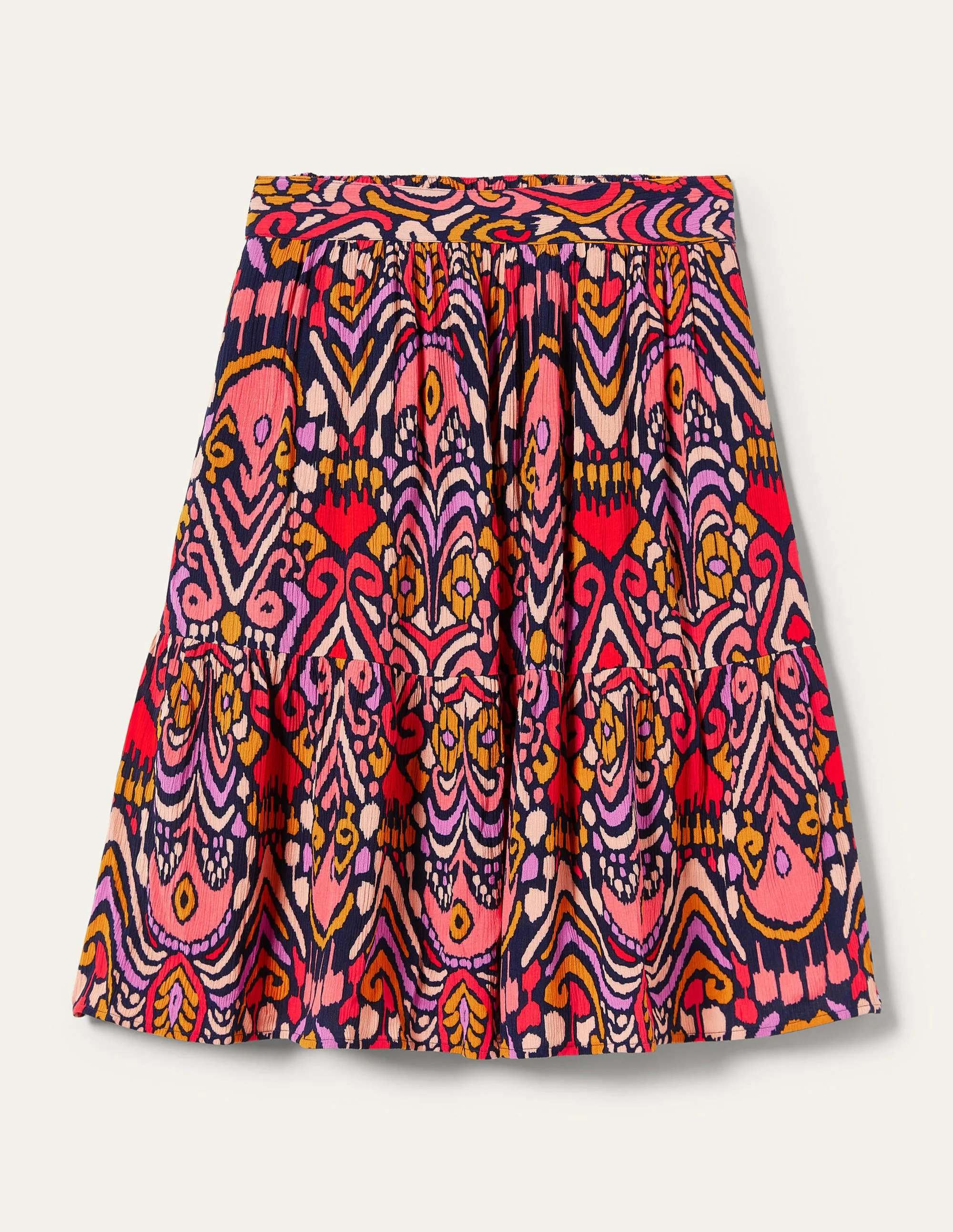 Grace Crinkle-Minirock-Französisches Navy, Ikat-Muster - Image 6