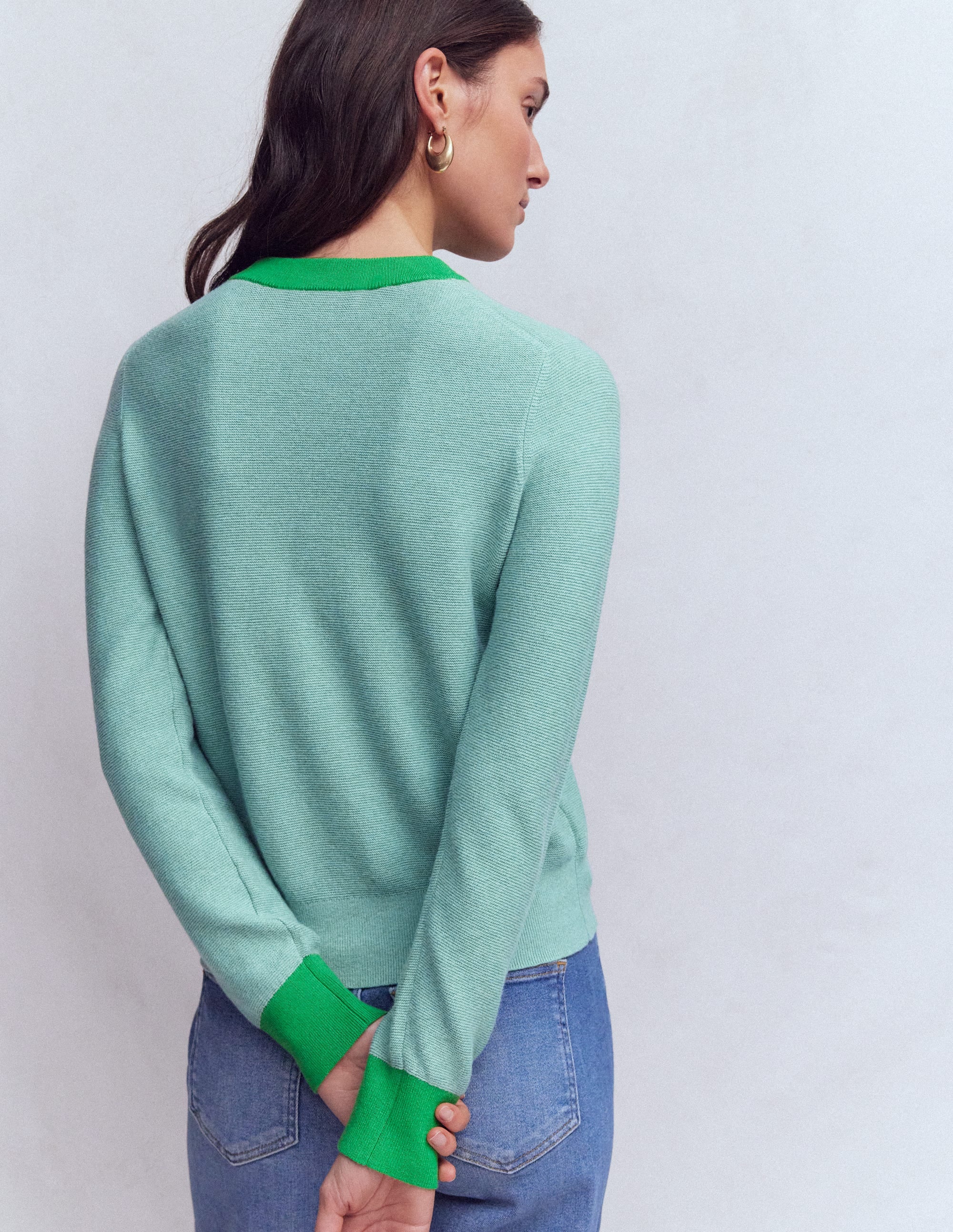 Grace Pullover in Blockfarben-Gedecktes Jade-Blau - Image 3