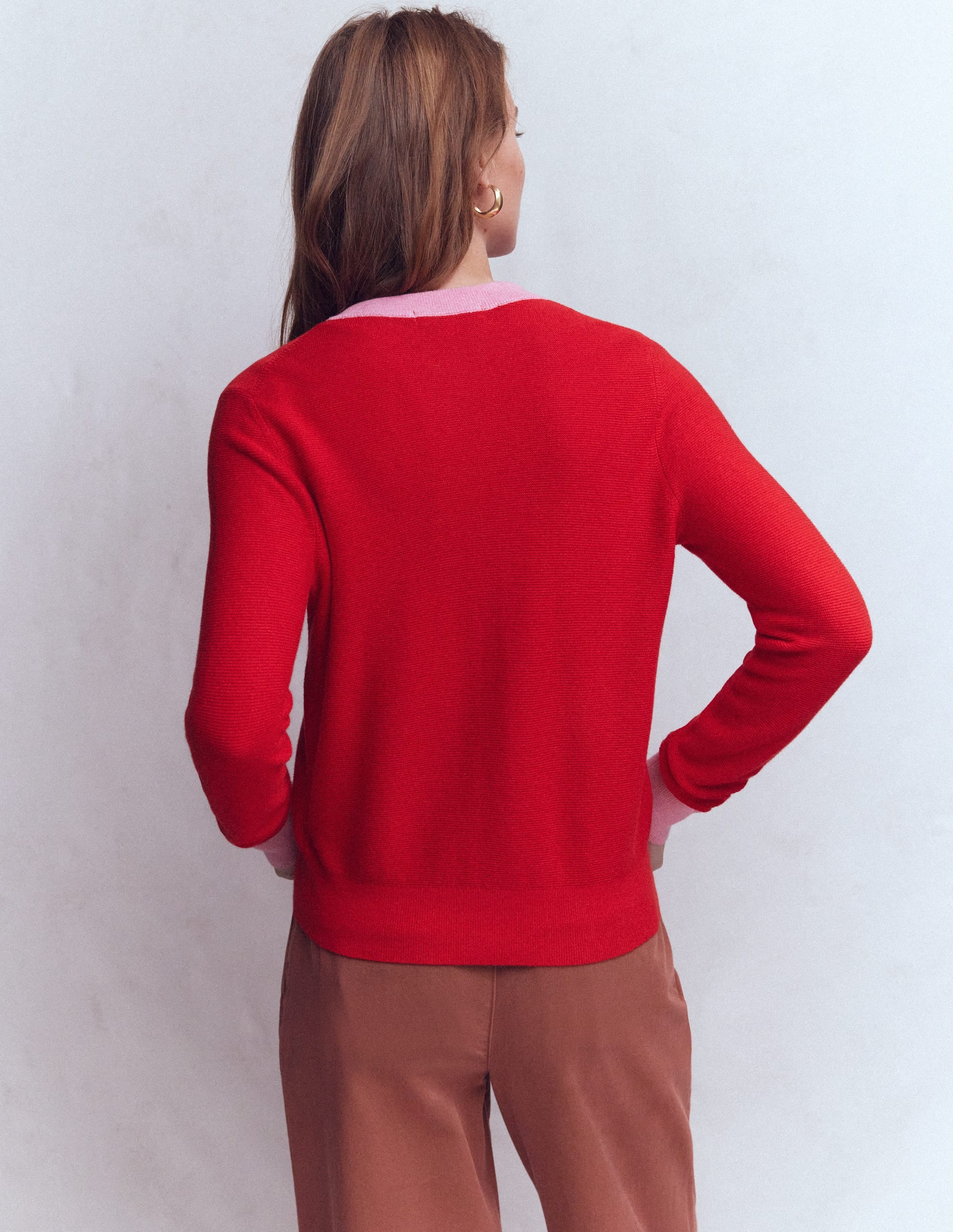 Grace Strickjacke in Blockfarben-Leuchtende Kirsche - Image 2