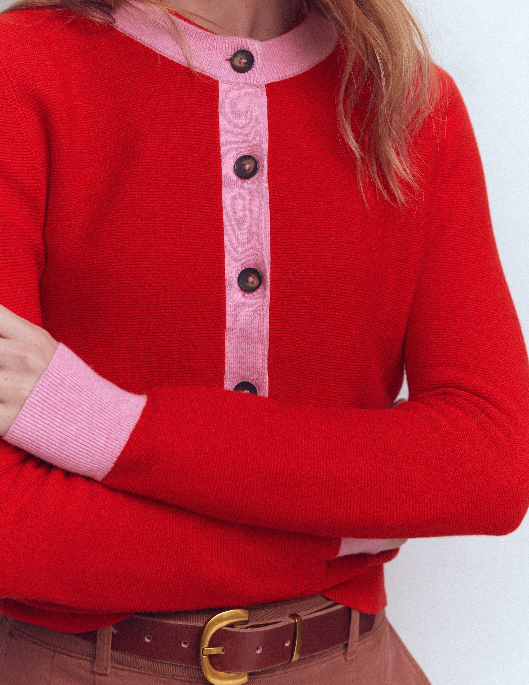 Grace Strickjacke in Blockfarben-Leuchtende Kirsche - Image 4