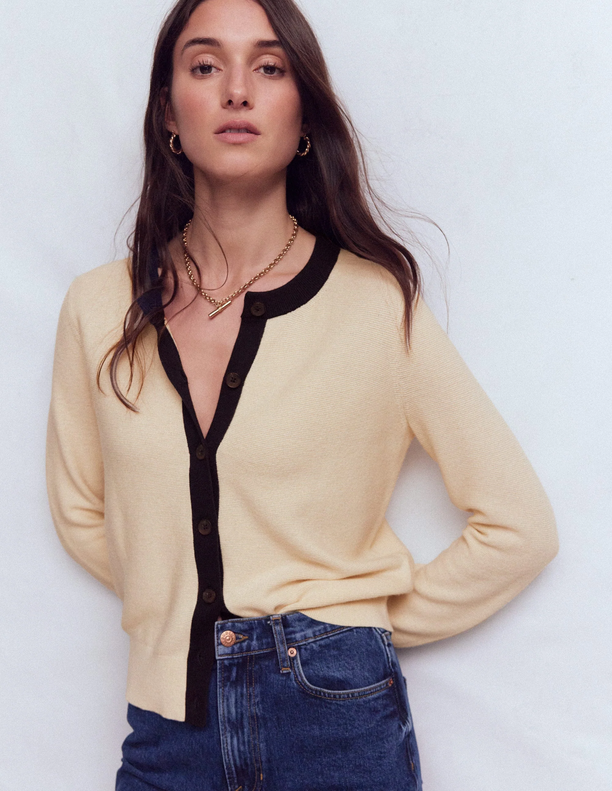 Grace Strickjacke in Blockfarben-Warmes Naturweiß - Image 4