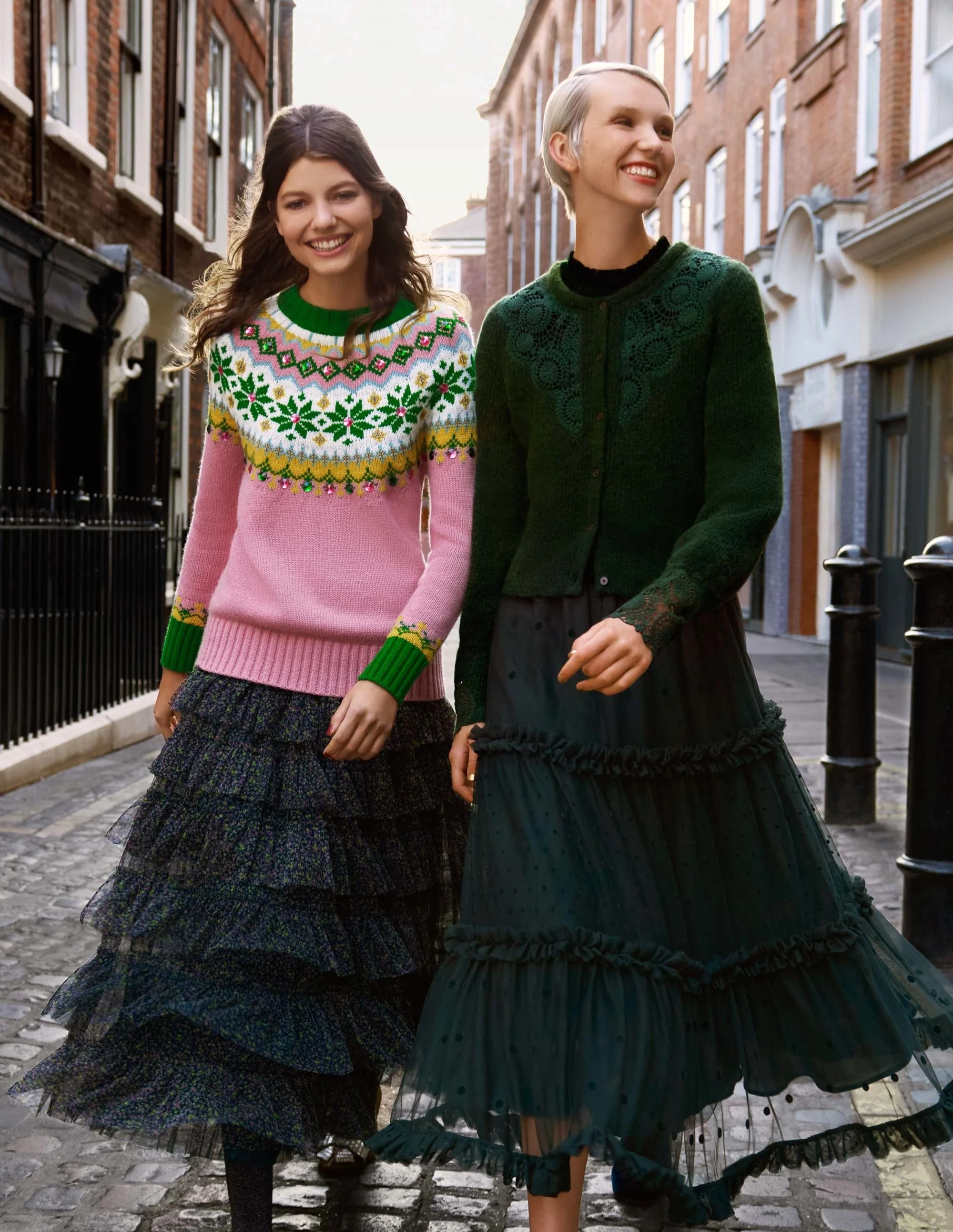 Green Ditsy Floral Tulle Midi Skirt-Algengrün, Wildranke - Image 5