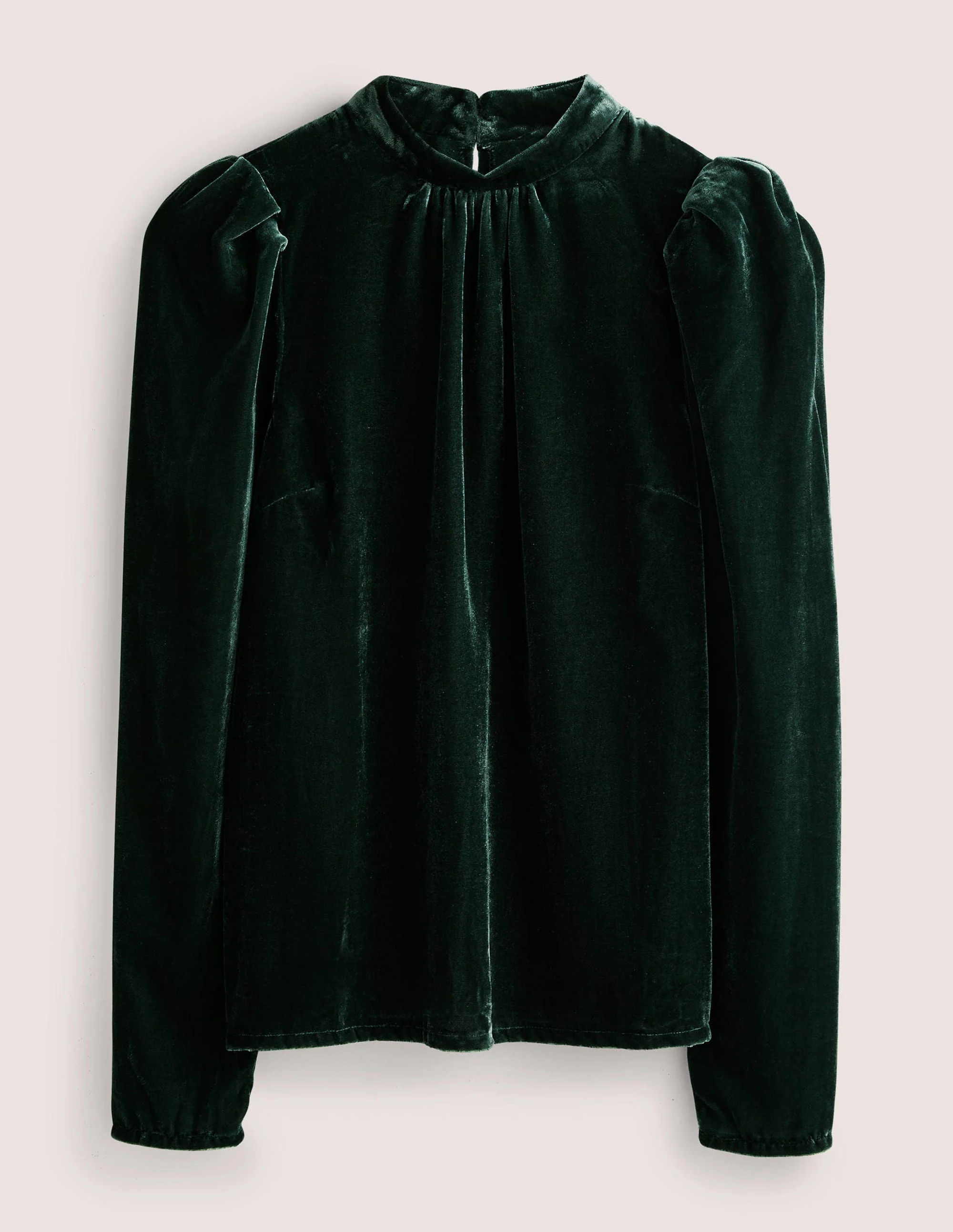 Green Mutton Sleeve Velvet Top-Onyxgrün - Image 6