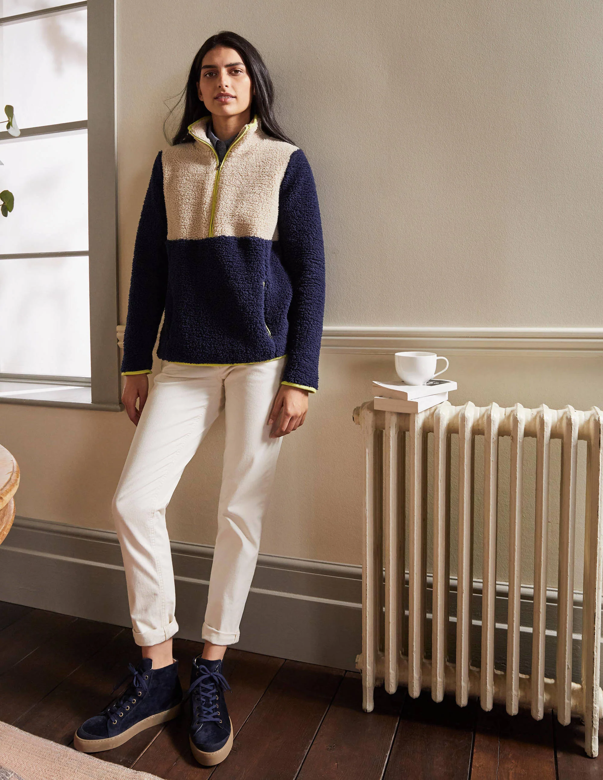 Greta Fleecepullover-Navy/Ecru - Image 3
