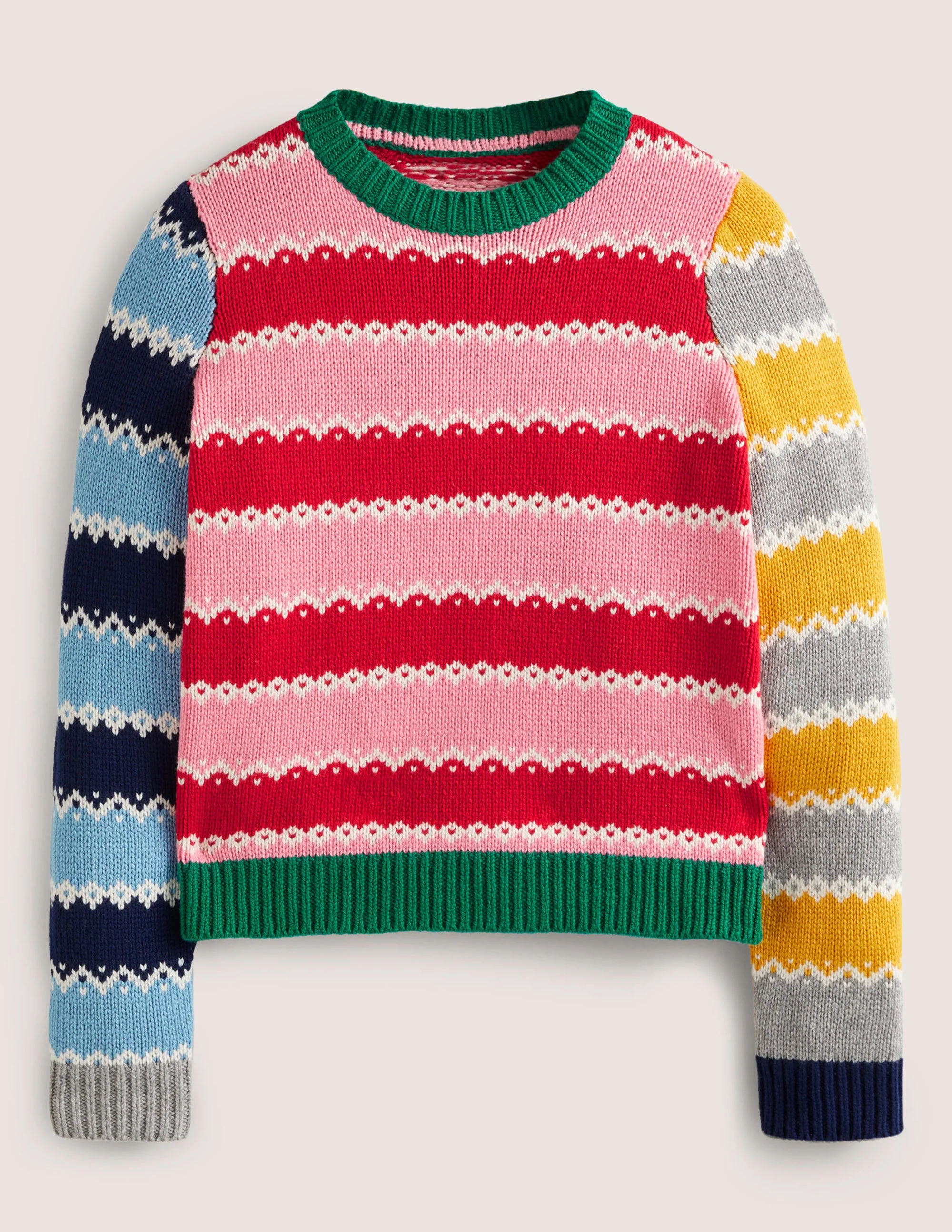 Grobgestrickter weihnachtlicher Pullover-Bunt Gestreift, Mustermix - Image 6
