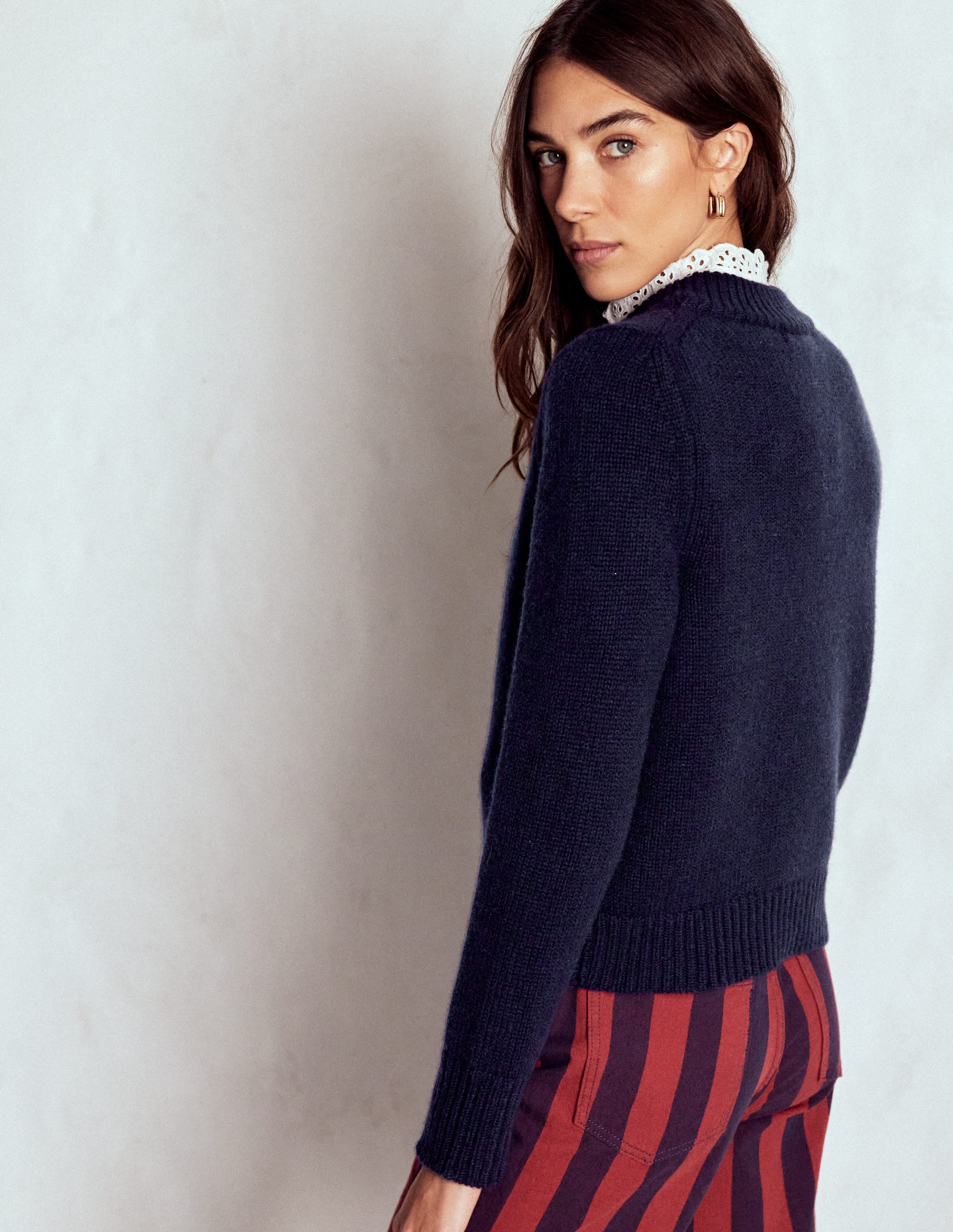Grobstrick-Kaschmirpullover-Marineblau - Image 3