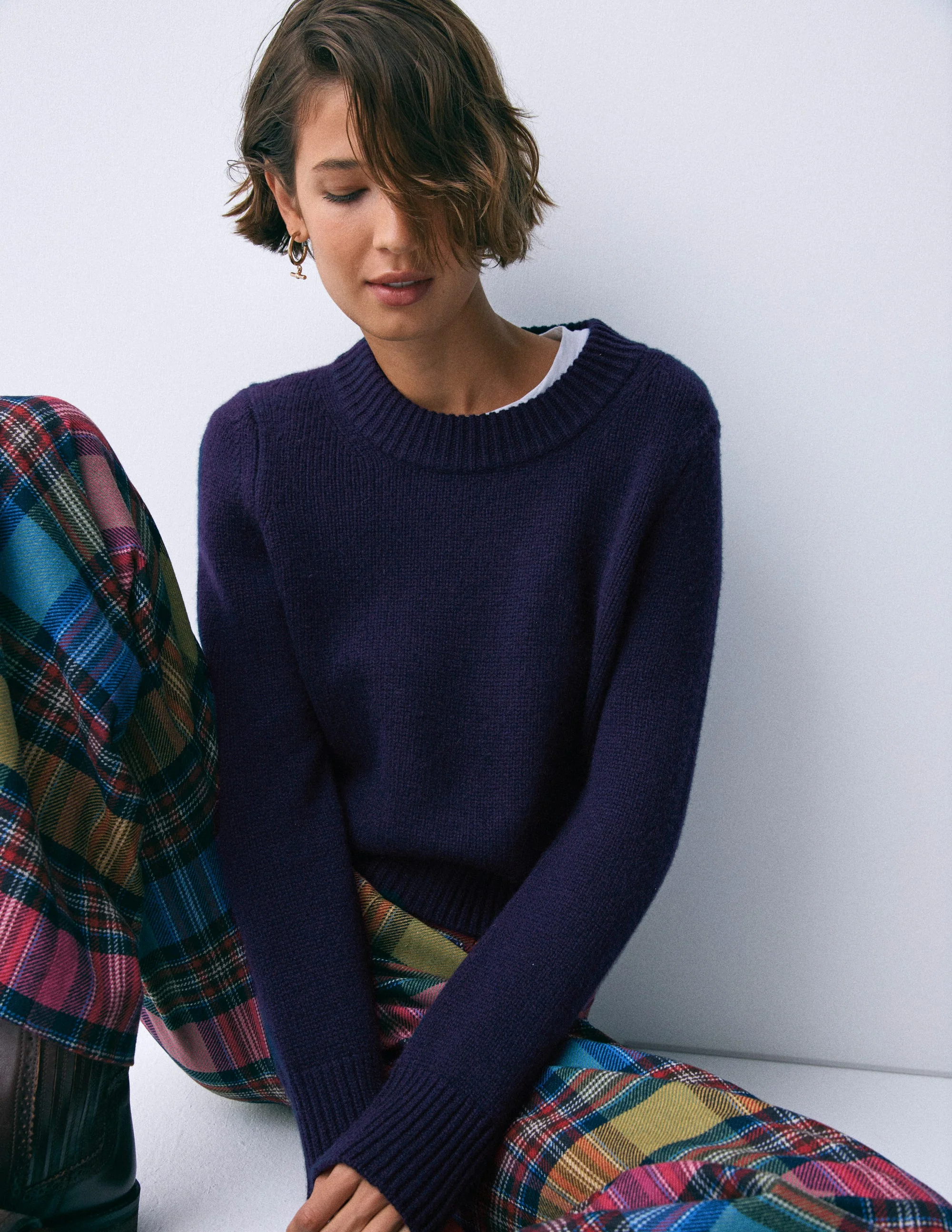 Grobstrick-Kaschmirpullover-Marineblau - Image 6