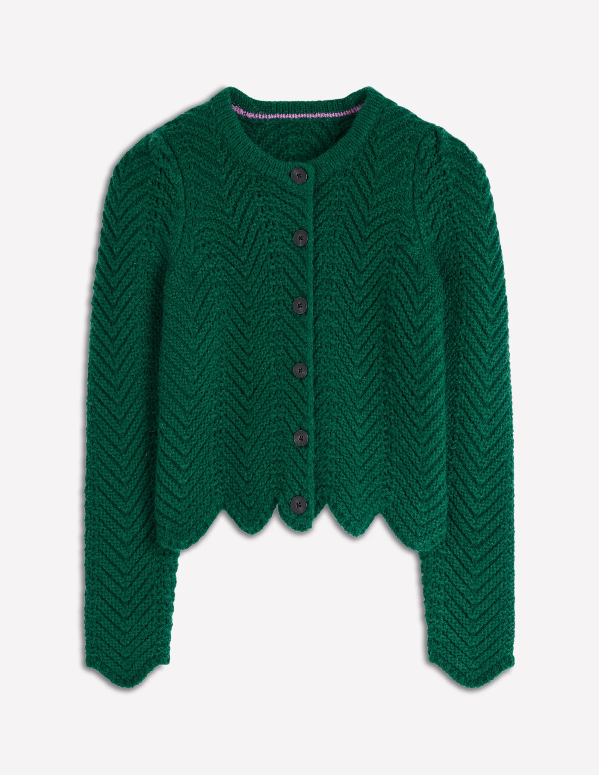 Grobstrickjacke mit Chevronmuster-Dunkles Smaragdgrün - Image 6