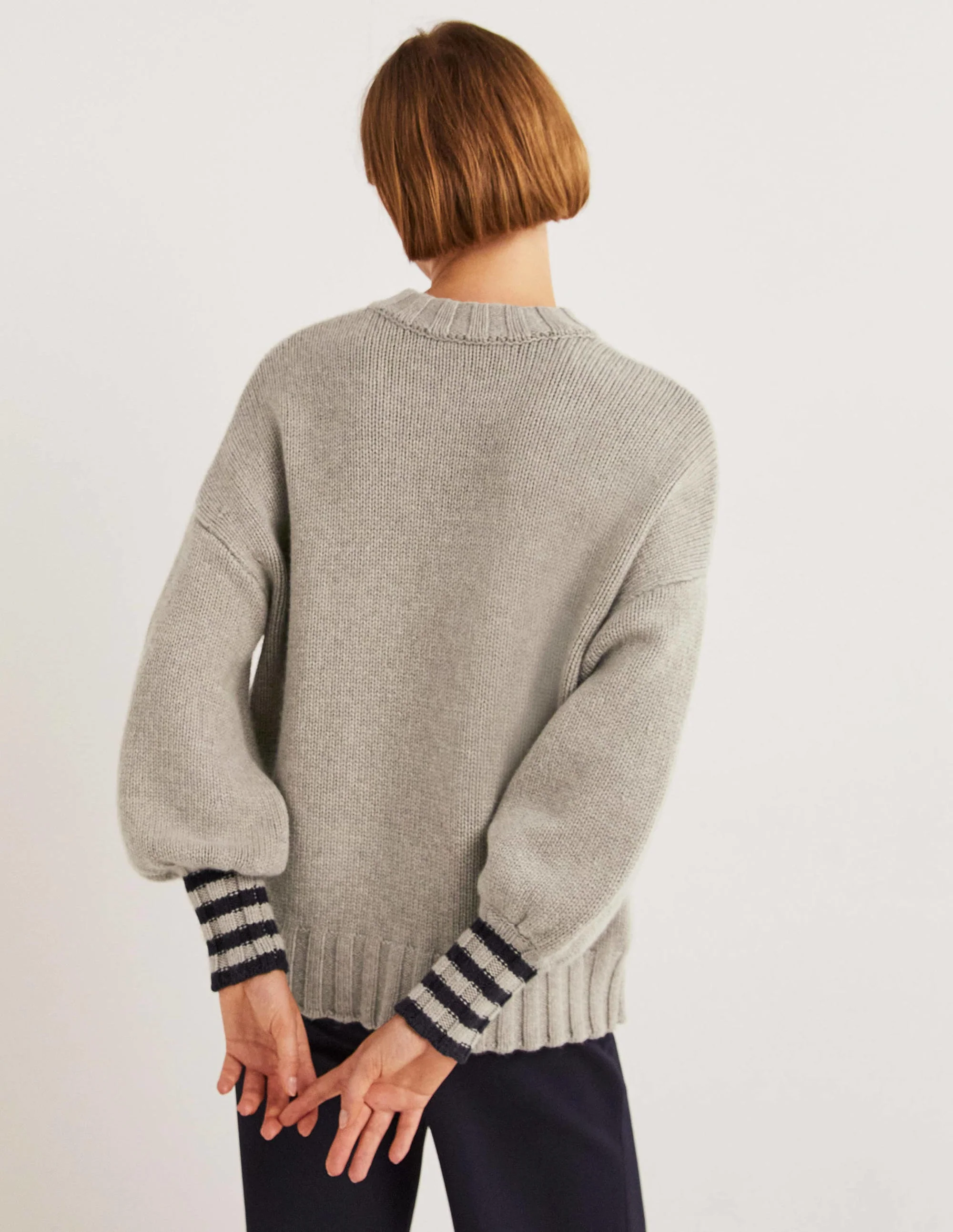 Grobstrickpullover aus Kaschmir-Nerzbraun Melange - Image 3