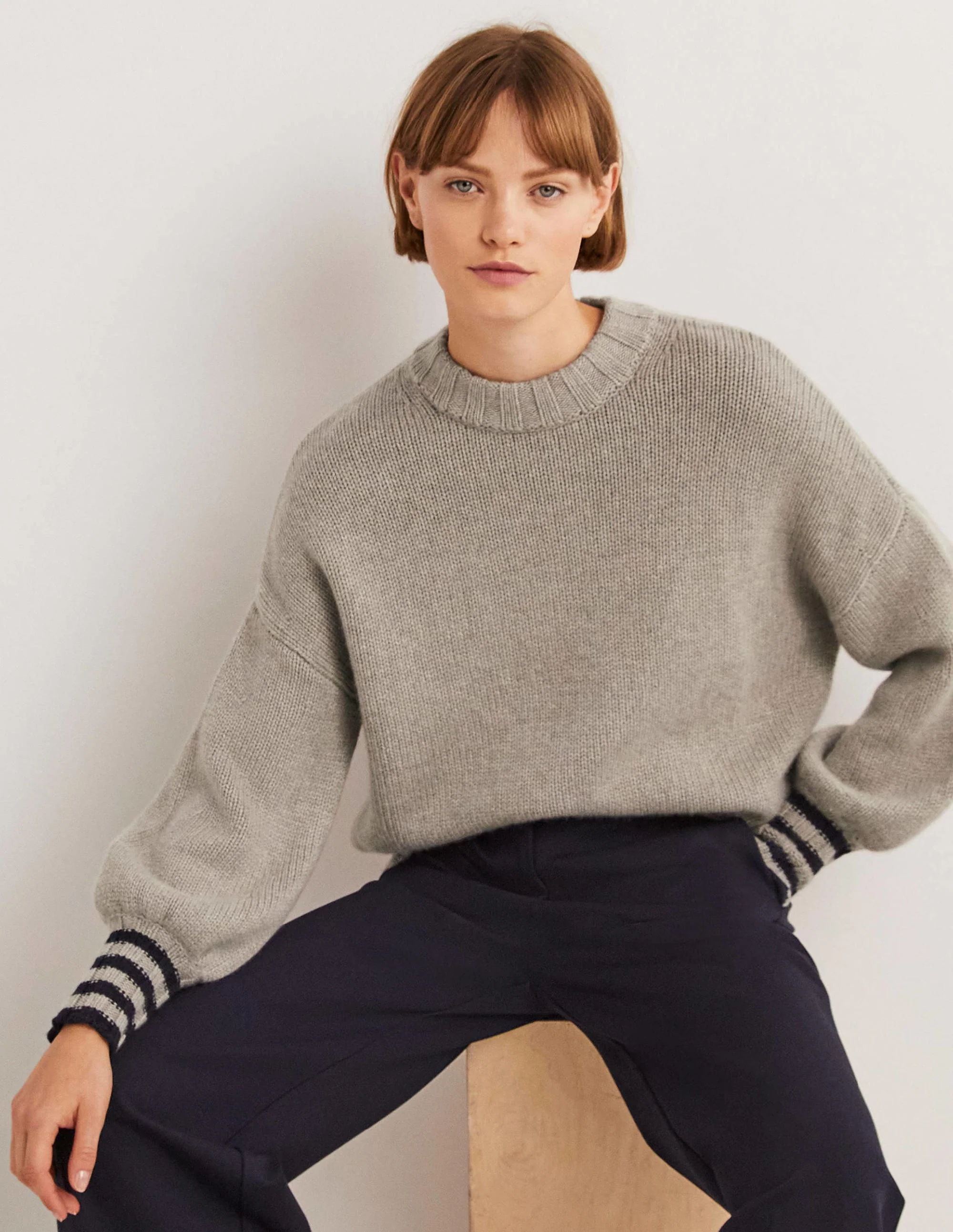 Grobstrickpullover aus Kaschmir-Nerzbraun Melange - Image 4
