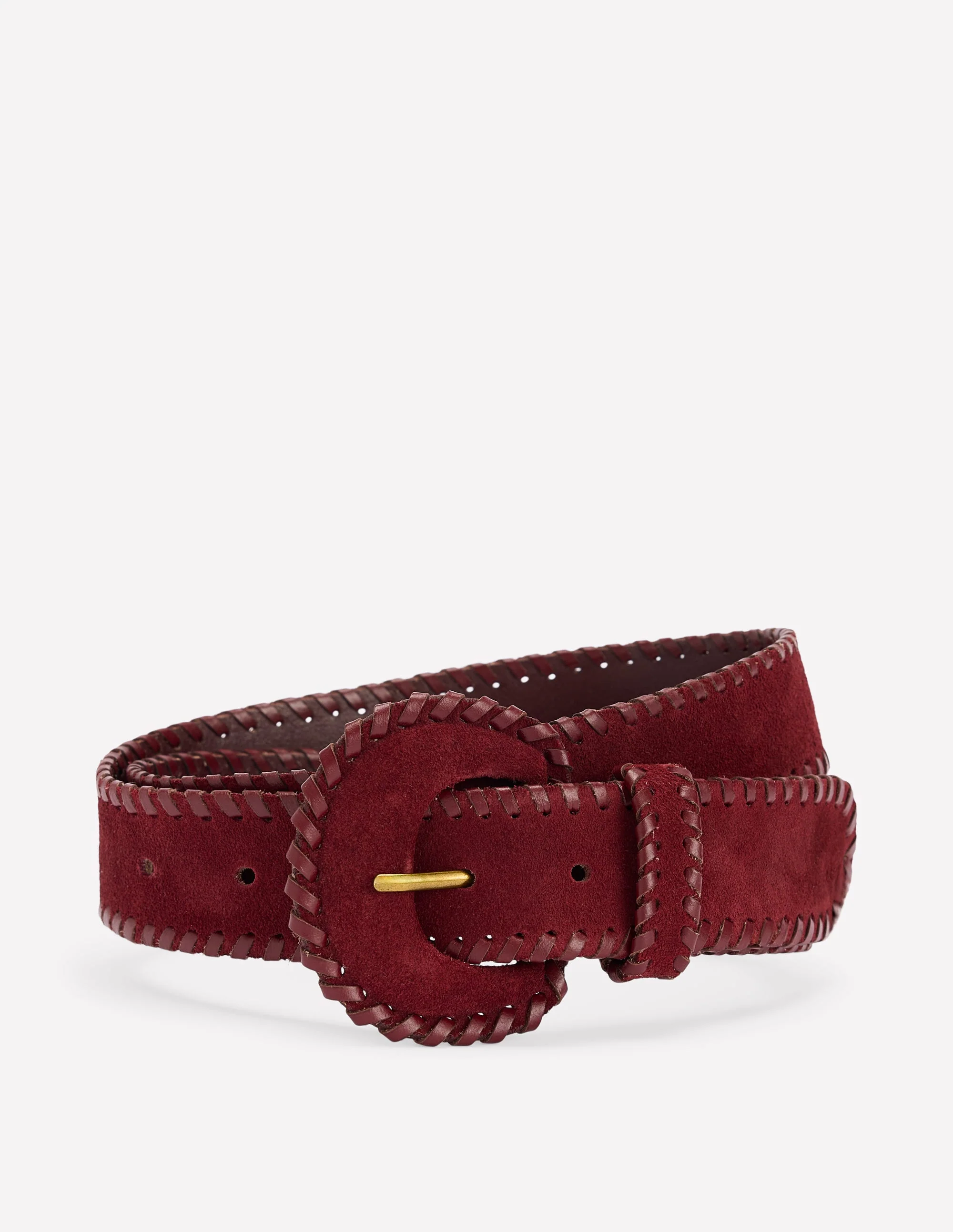 Gürtel mit verdecktem Überwendlingsstich-Oxblood