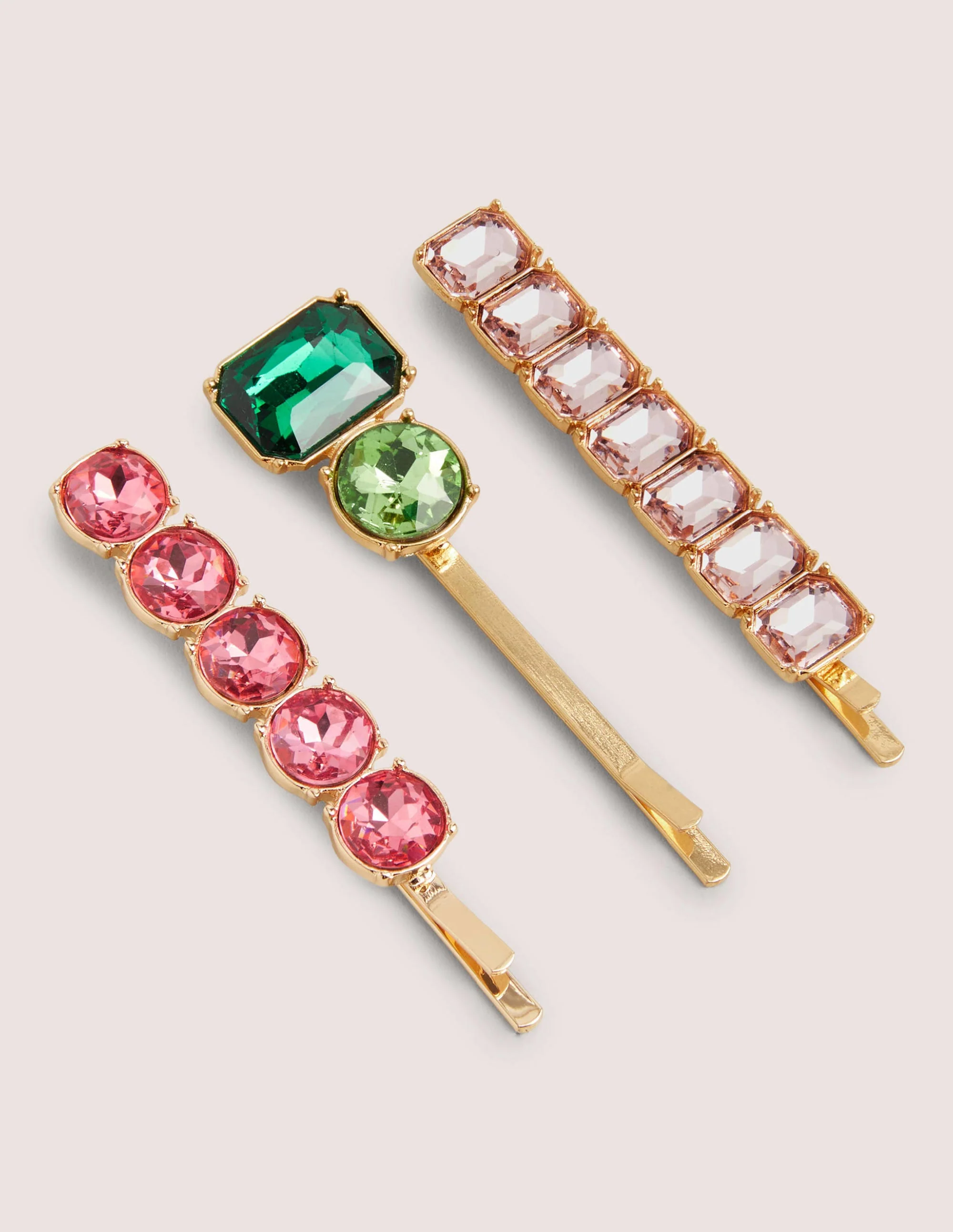 Haarclips mit Schmucksteinen im 3er-Pack-Rosa - Image 2