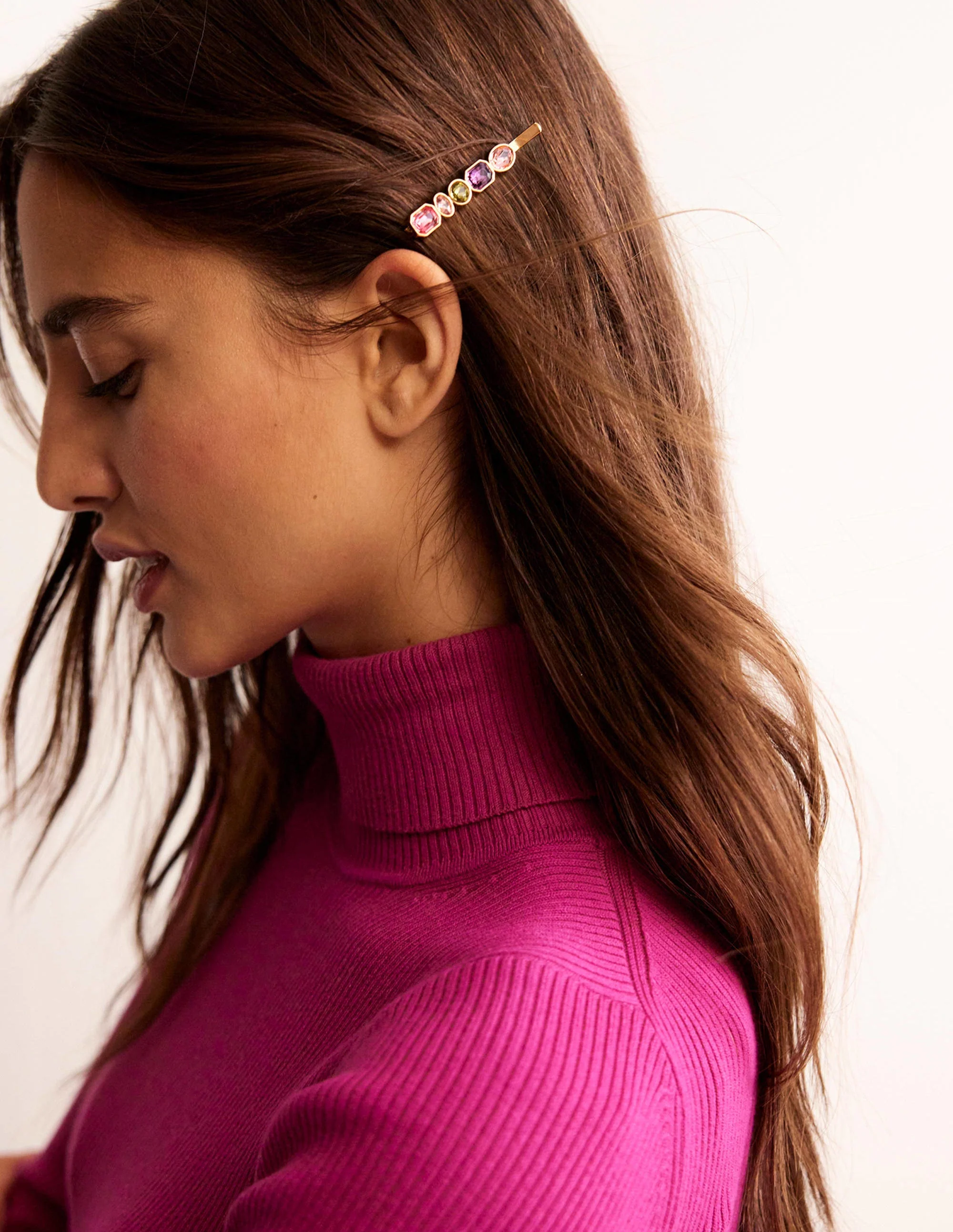 Haarspangen mit Schmucksteinen-Bunt Rosa