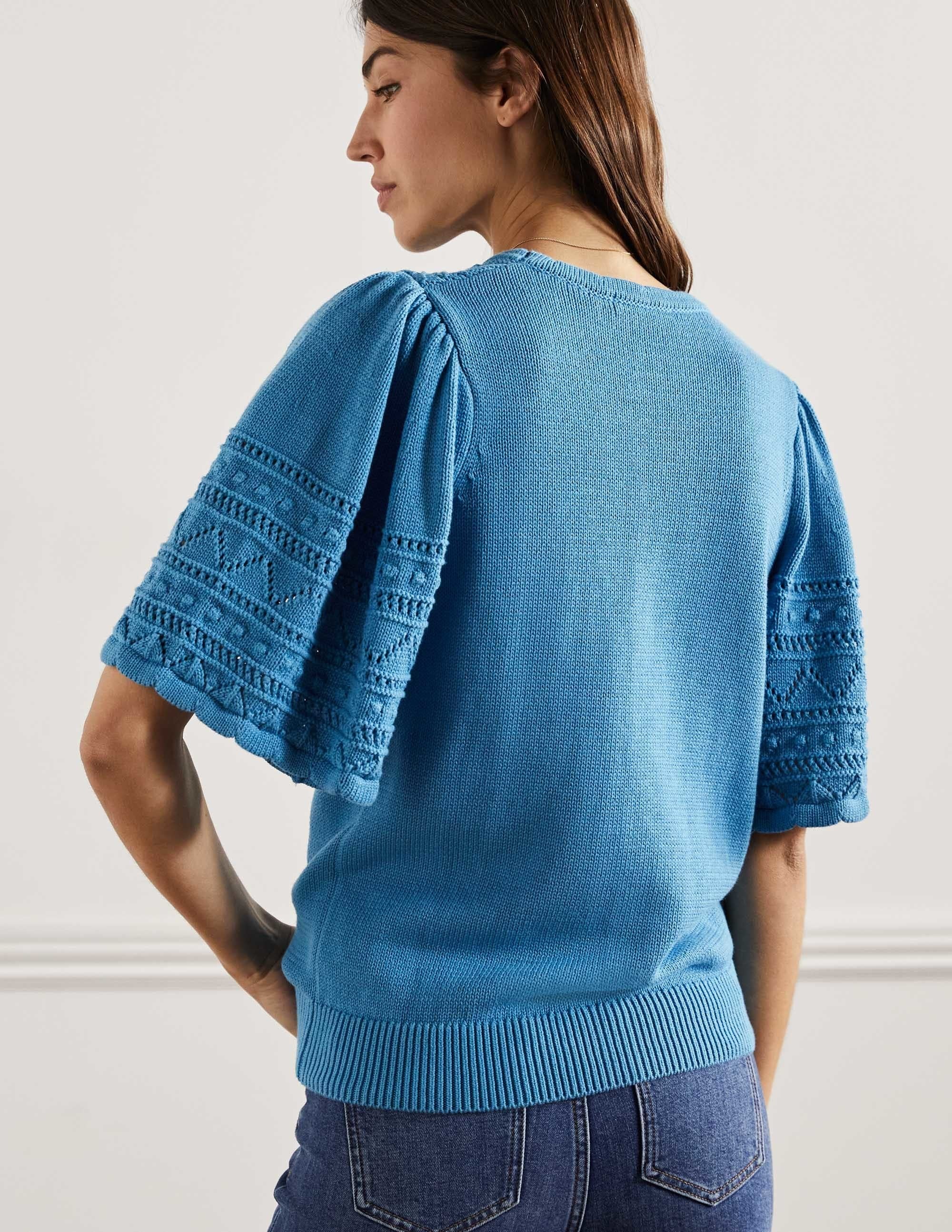 Häkel-Cardigan mit weiten Ärmeln-Bergquellenblau - Image 3