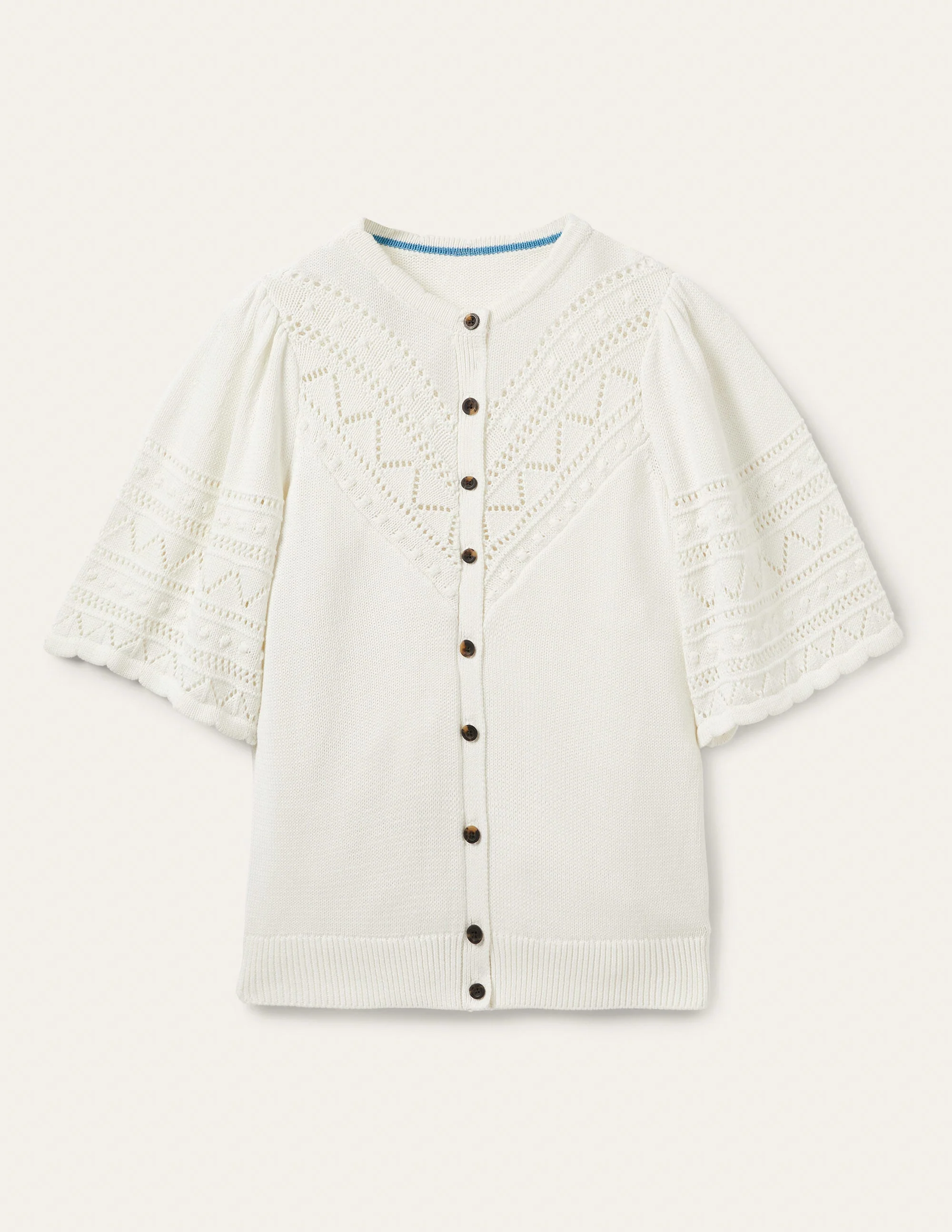Häkel-Cardigan mit weiten Ärmeln-Naturweiß - Image 7