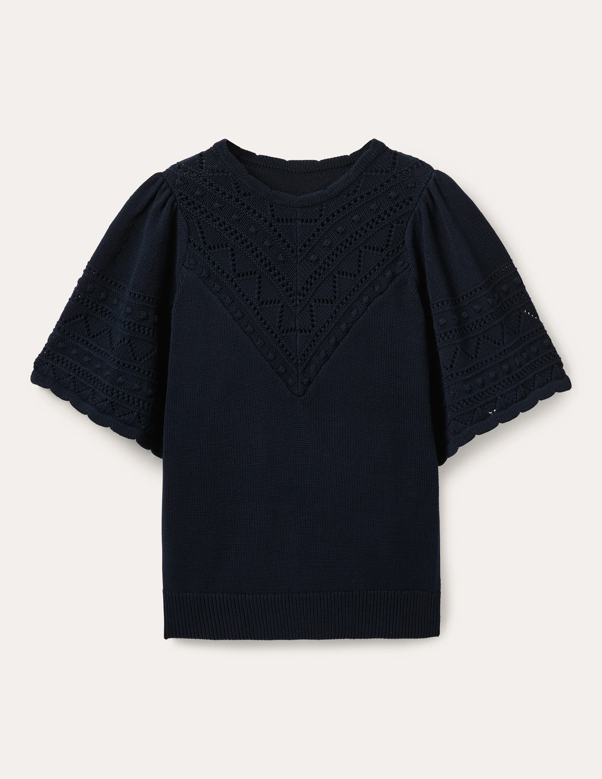 Häkel-Pullover mit weiten Ärmeln-Marineblau