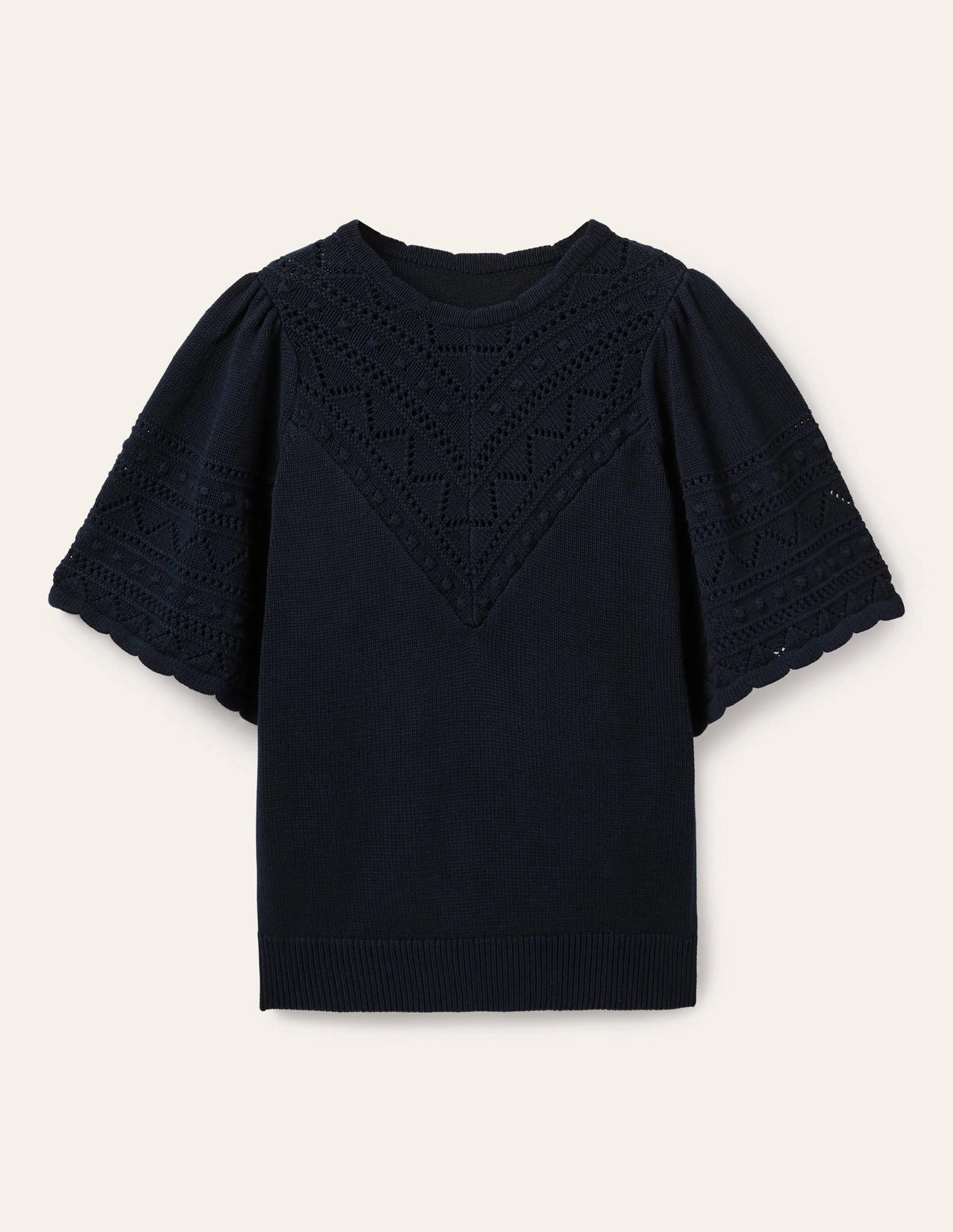 Häkel-Pullover mit weiten Ärmeln-Marineblau - Image 5