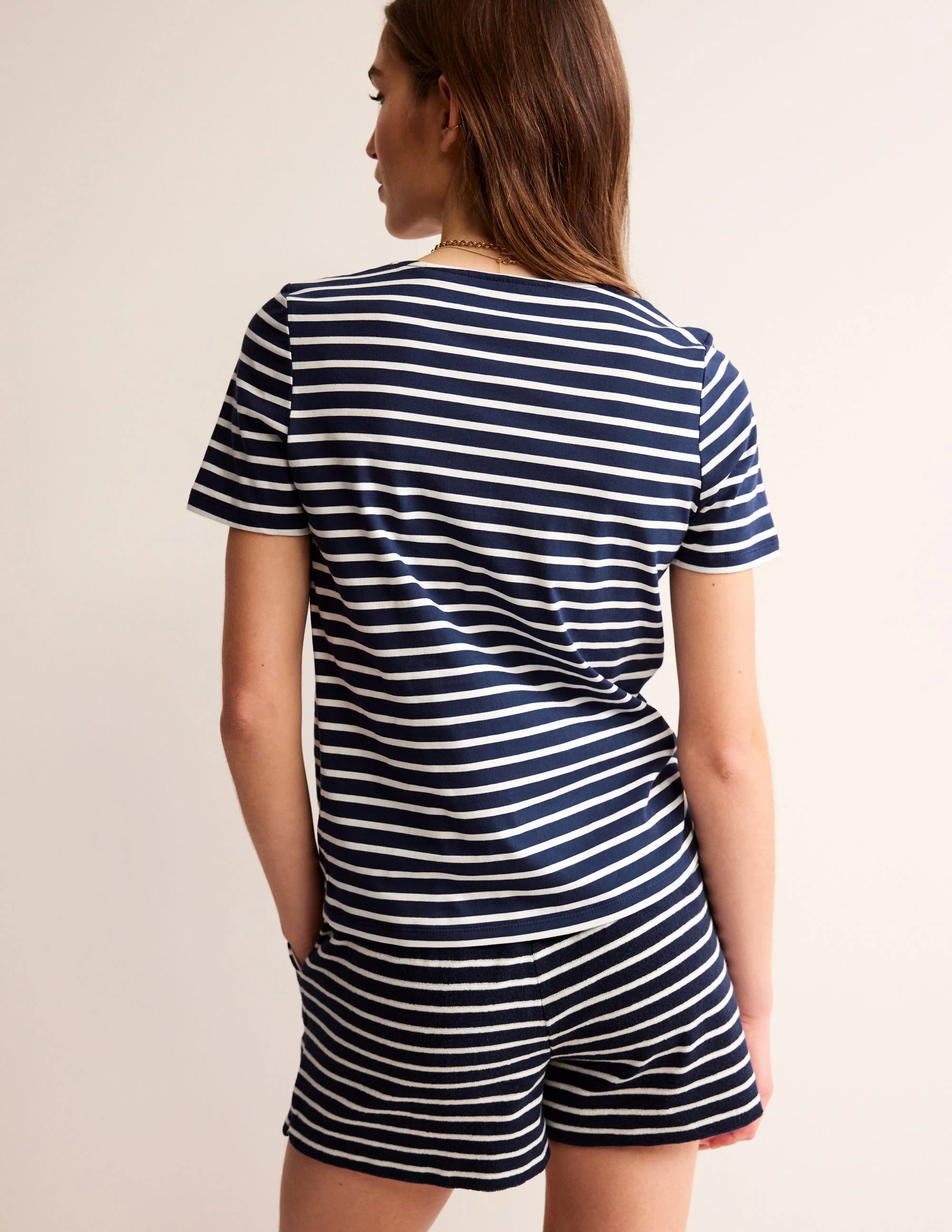 Häkel-T-Shirt-Marineblau, Naturweiß Zitronen - Image 3