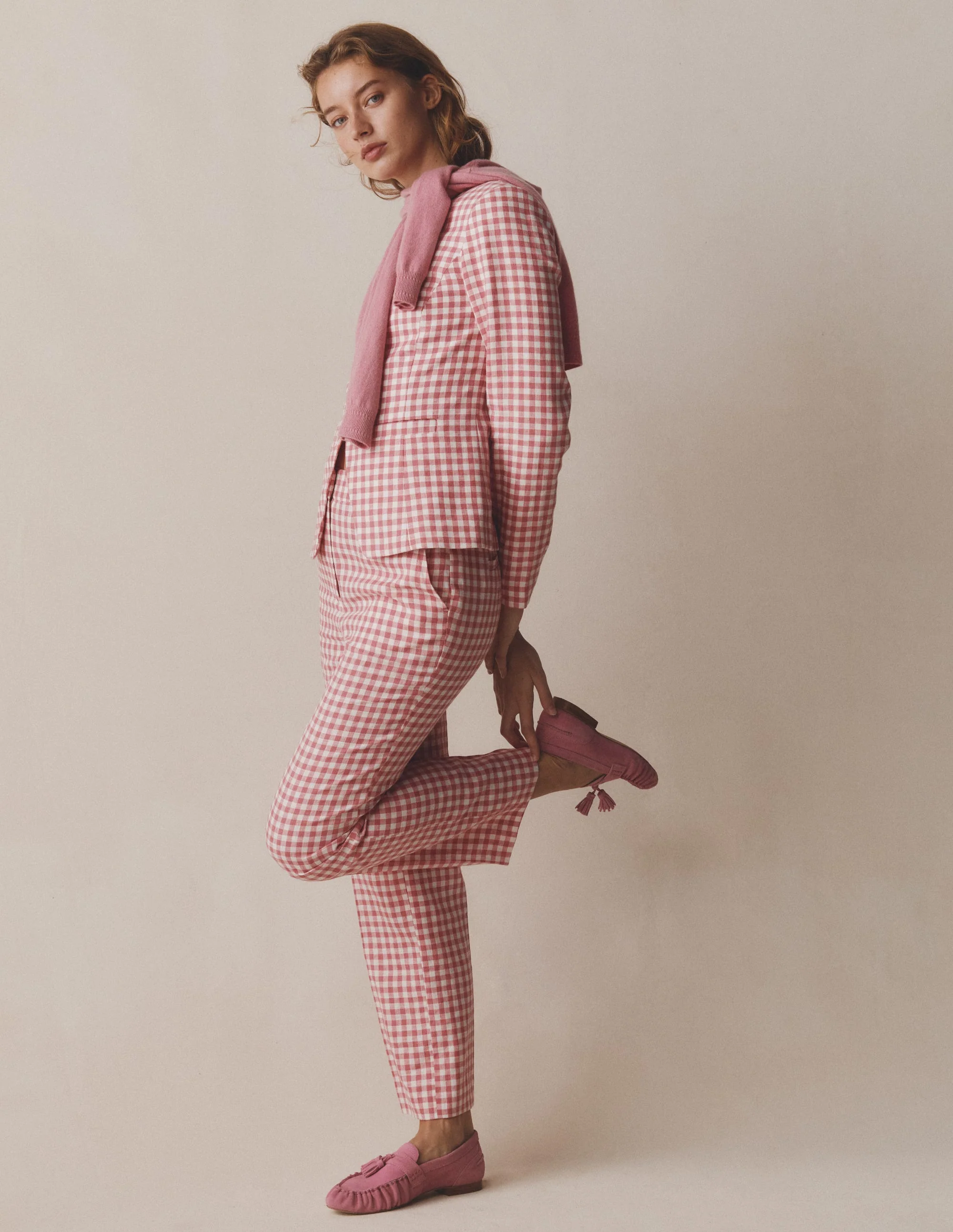 Hampstead Leinenblazer-Vintage-Rosa Vichykaro - Image 6