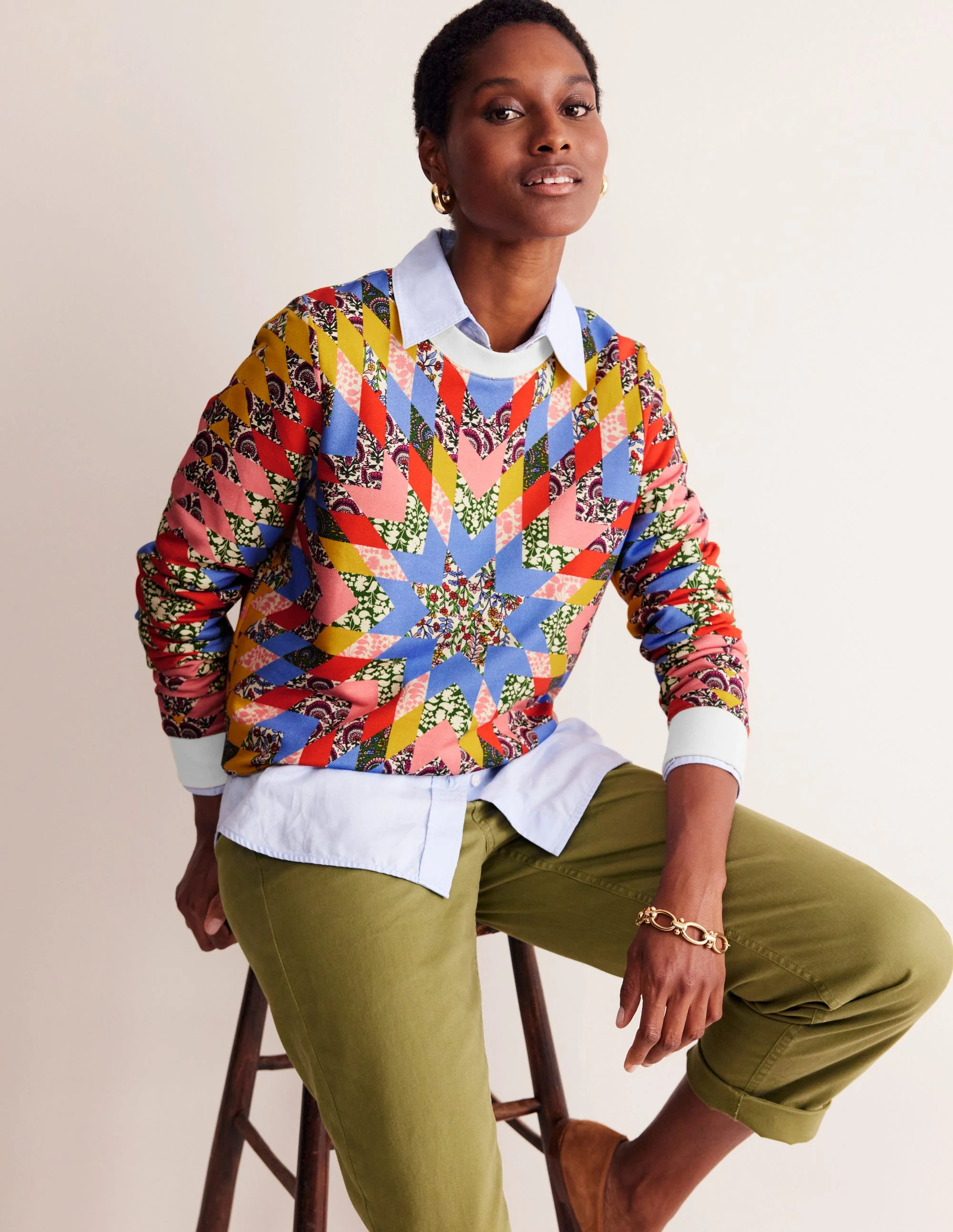 Hannah Sweatshirt mit Print-Bunt, Patchwork Blumenmuster