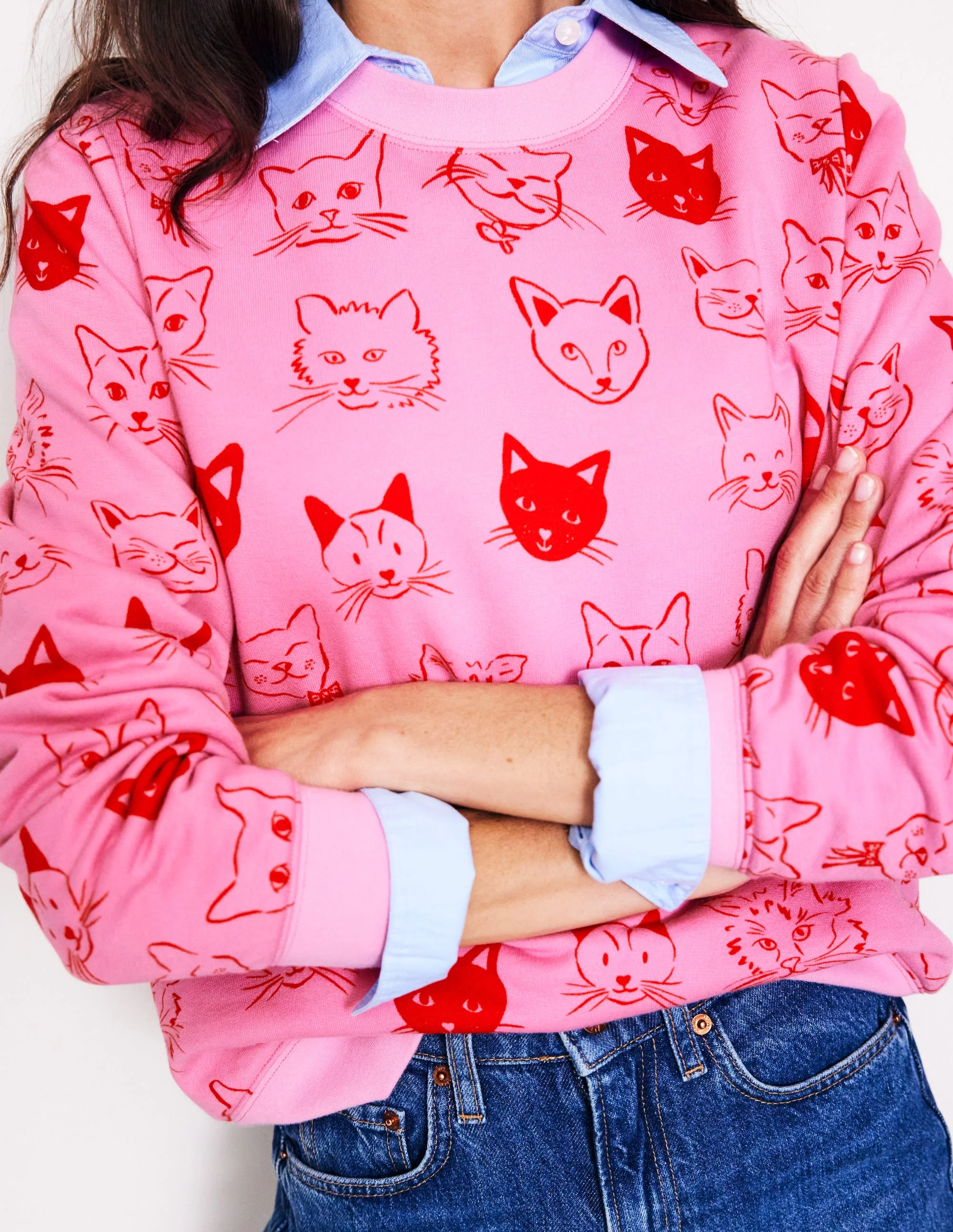 Hannah Sweatshirt mit Print-Erdbeer-Sorbet, Katzen - Image 2