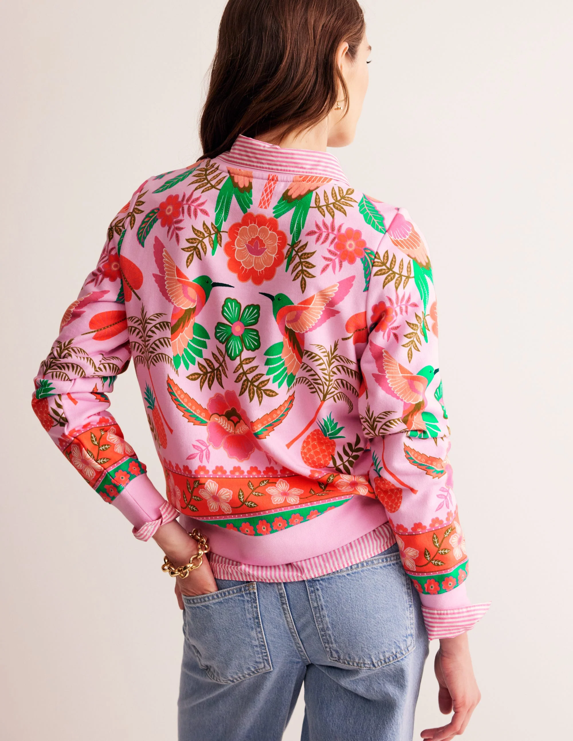 Hannah Sweatshirt mit Print-Fliederfarben, Tropischer Papagei - Image 3