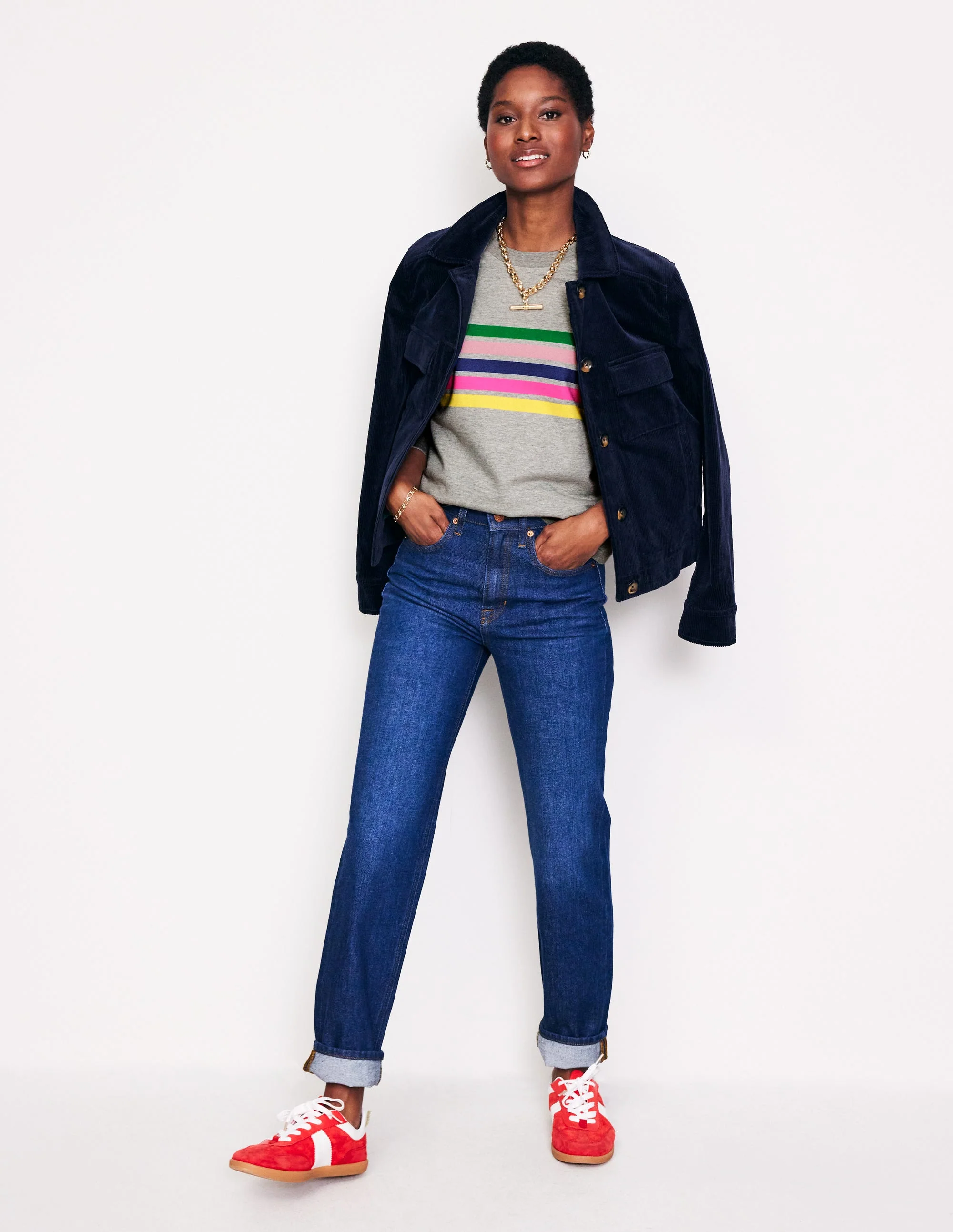 Hannah Sweatshirt mit Print-Grau, Bunte Streifen - Image 4
