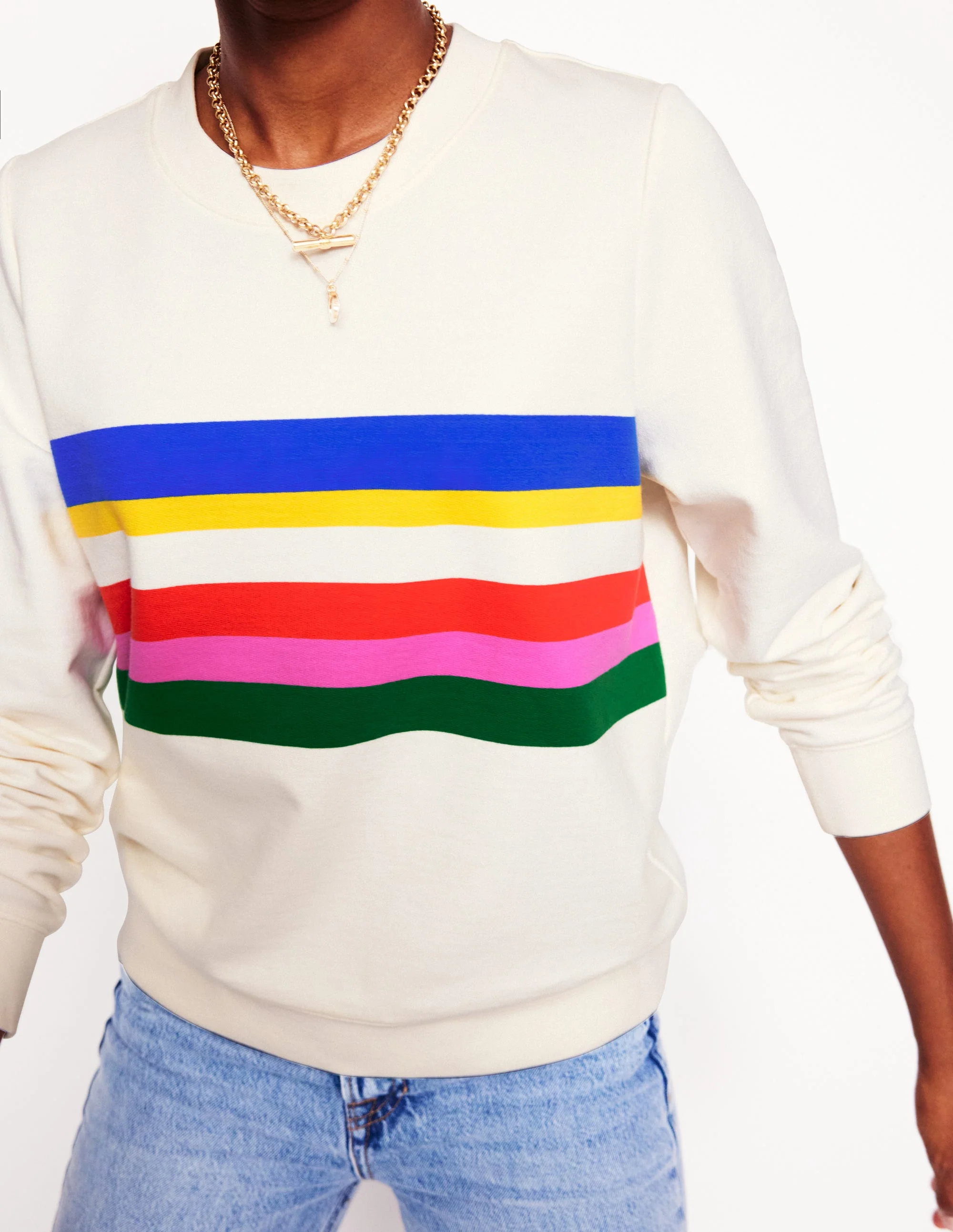 Hannah Sweatshirt mit Print-Naturweiß, Bunt Streifen - Image 2