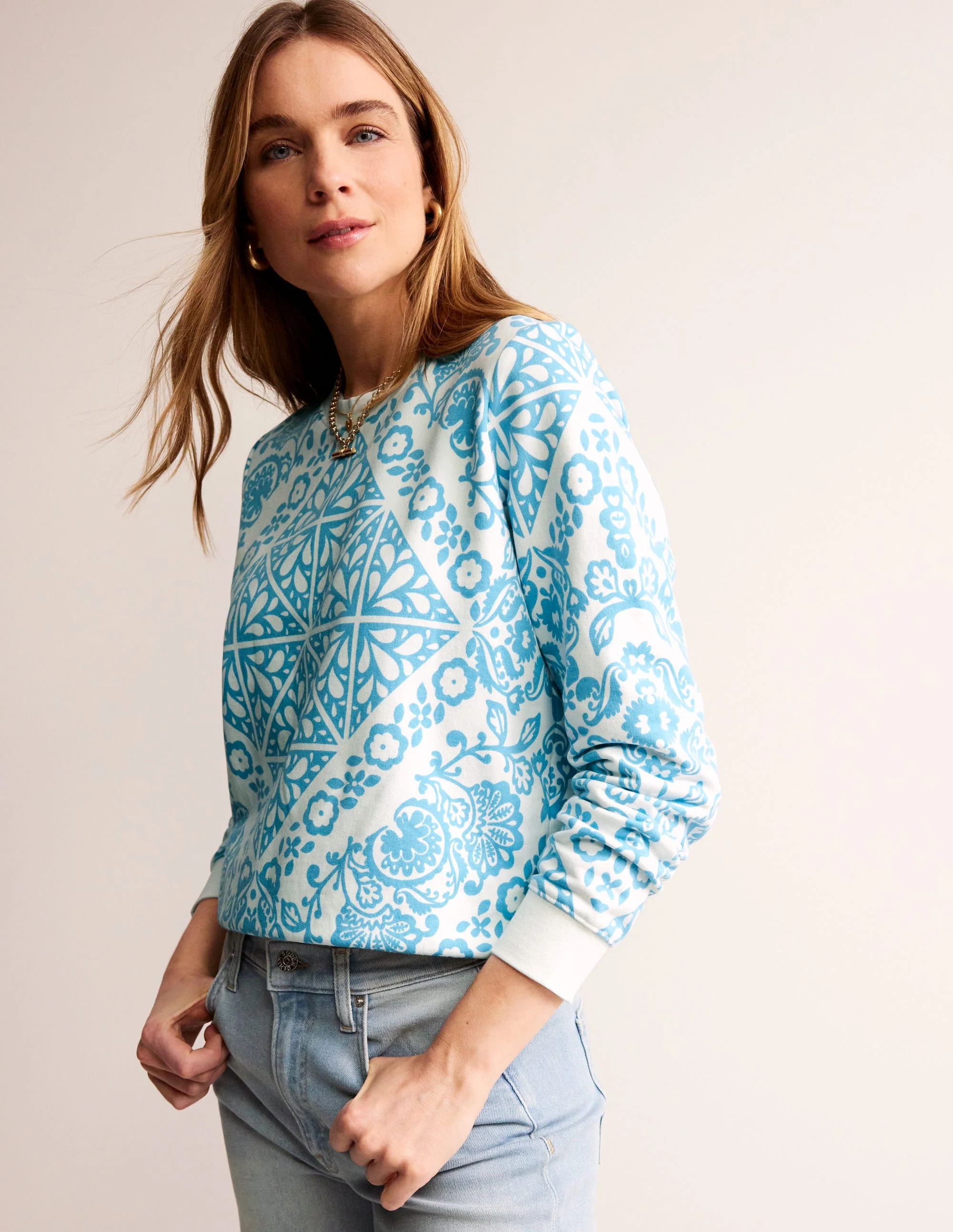 Hannah Sweatshirt mit Print-Naturweiß, Mosaik Terrace