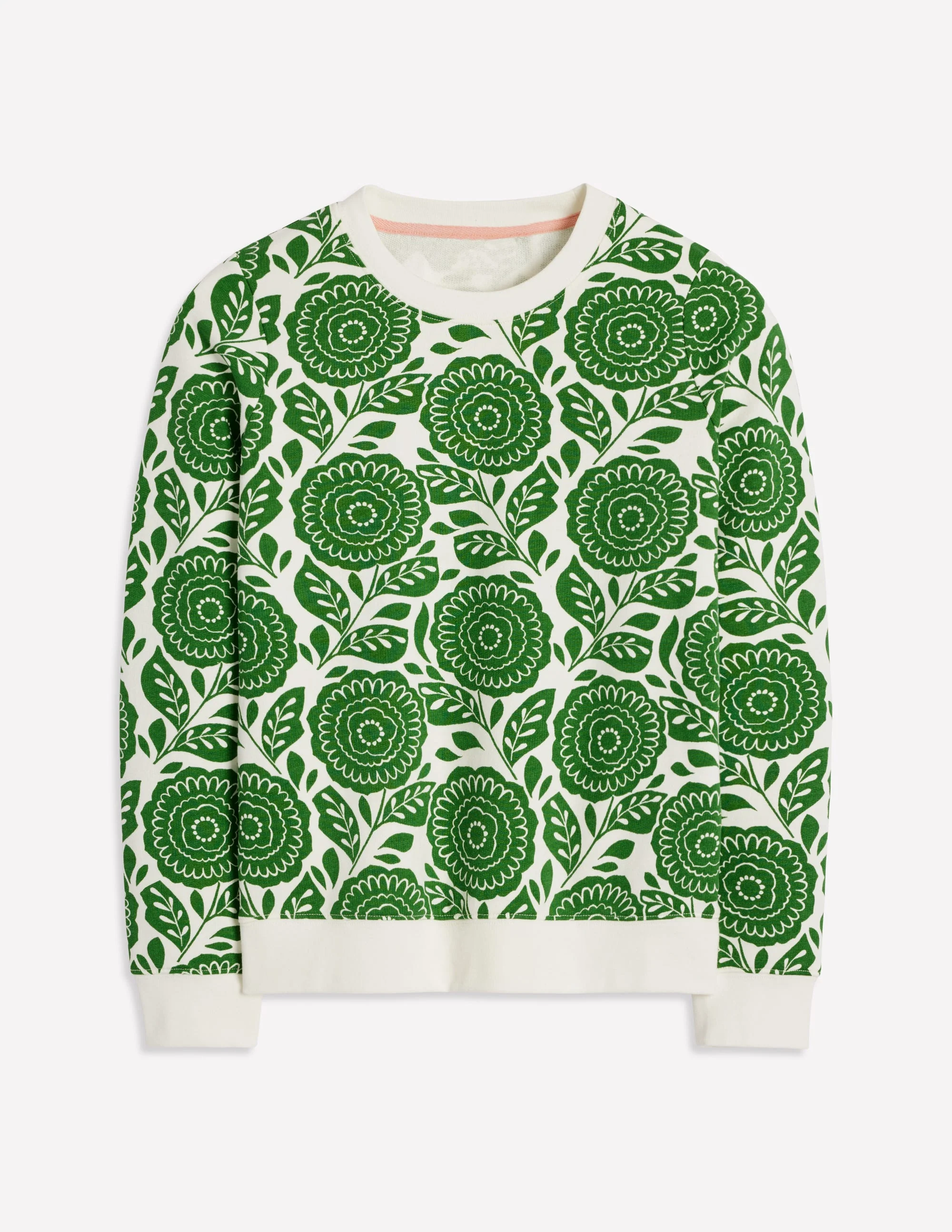 Hannah Sweatshirt mit Print-Paradiesgrün, Dahlienstempel - Image 5