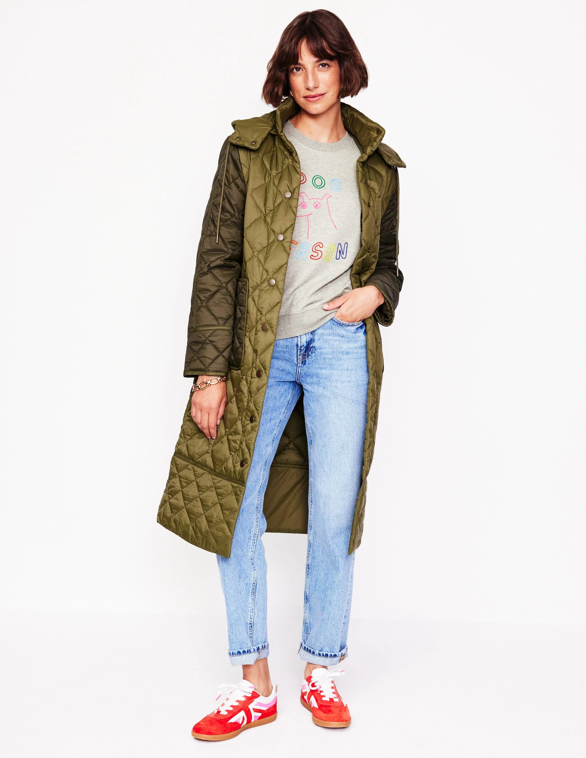 Hannah Sweatshirt mit Stickerei-Grau Meliert, Hund Person - Image 4