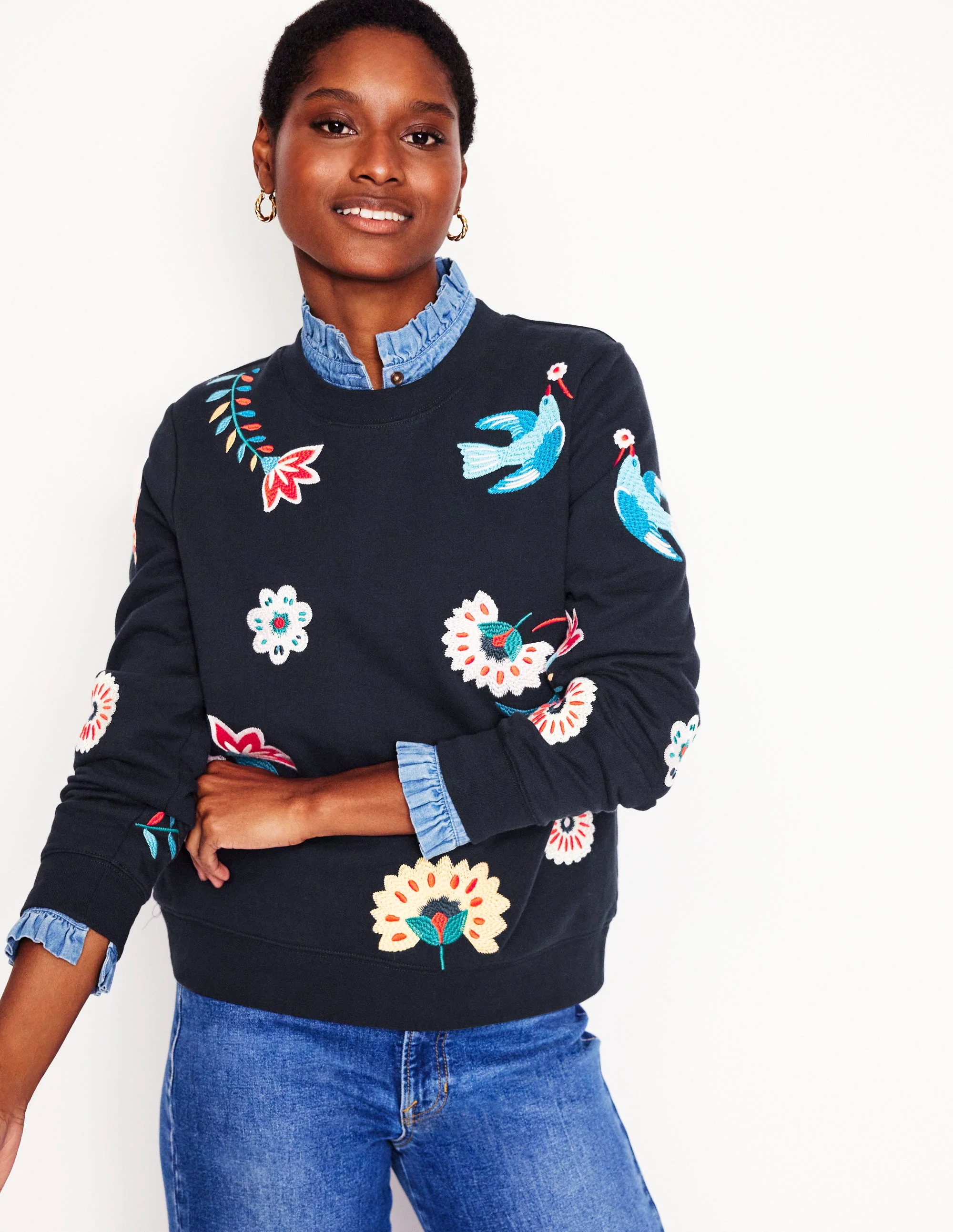 Hannah Sweatshirt mit Stickerei-Marineblau, Konversation - Image 5