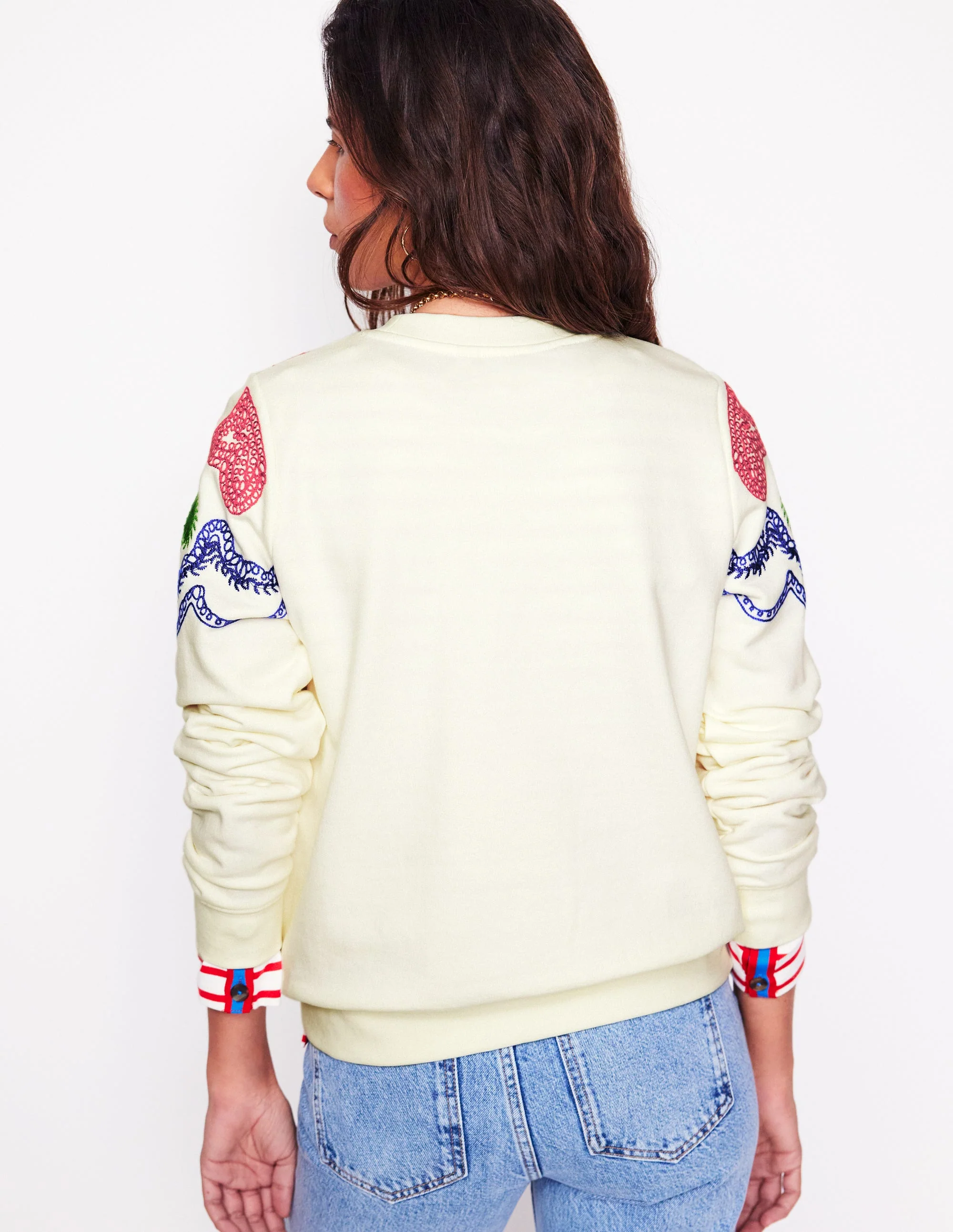 Hannah Sweatshirt mit Stickerei-Naturweiß, Geometrisches Stichmuster - Image 5