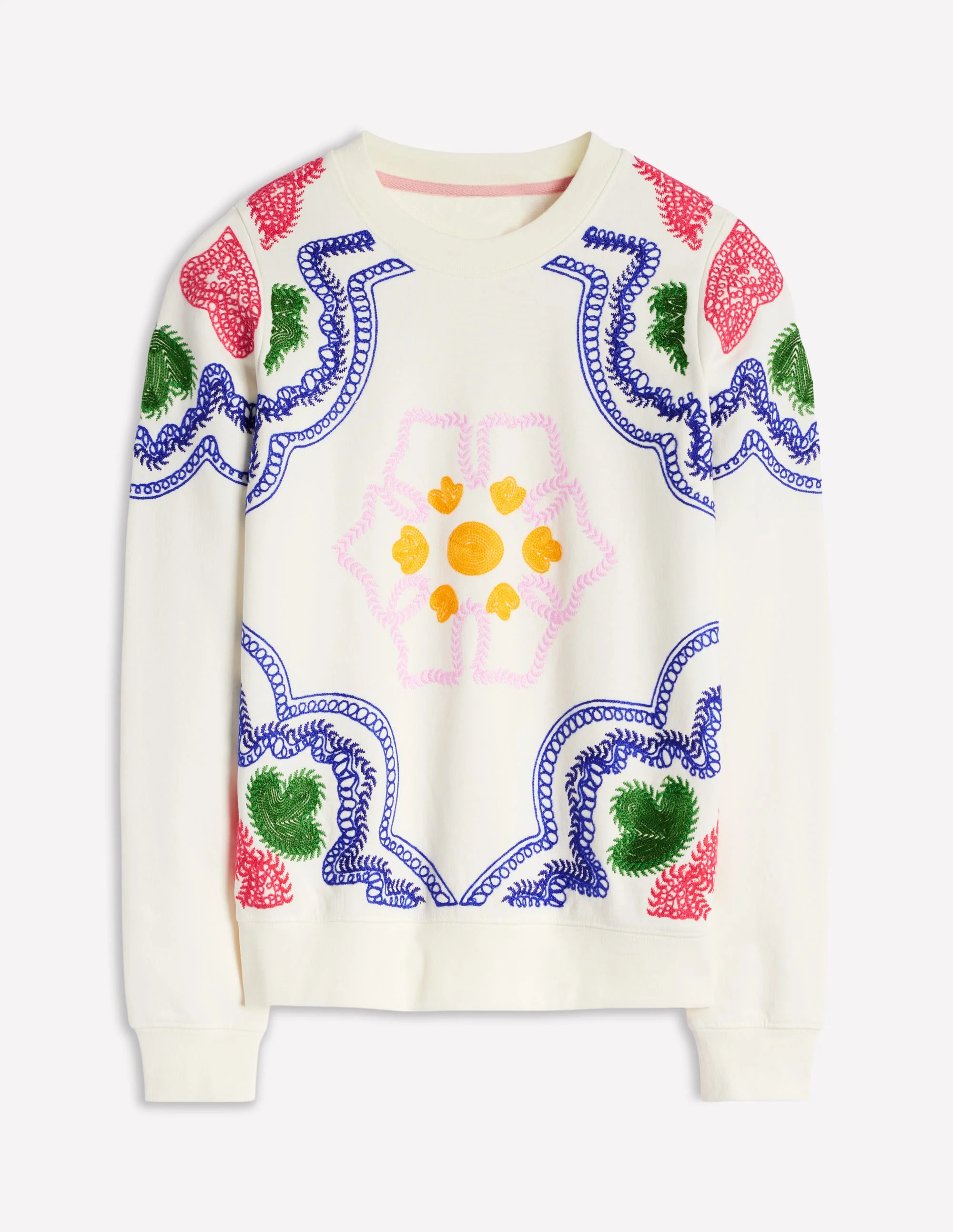 Hannah Sweatshirt mit Stickerei-Naturweiß, Geometrisches Stichmuster - Image 7