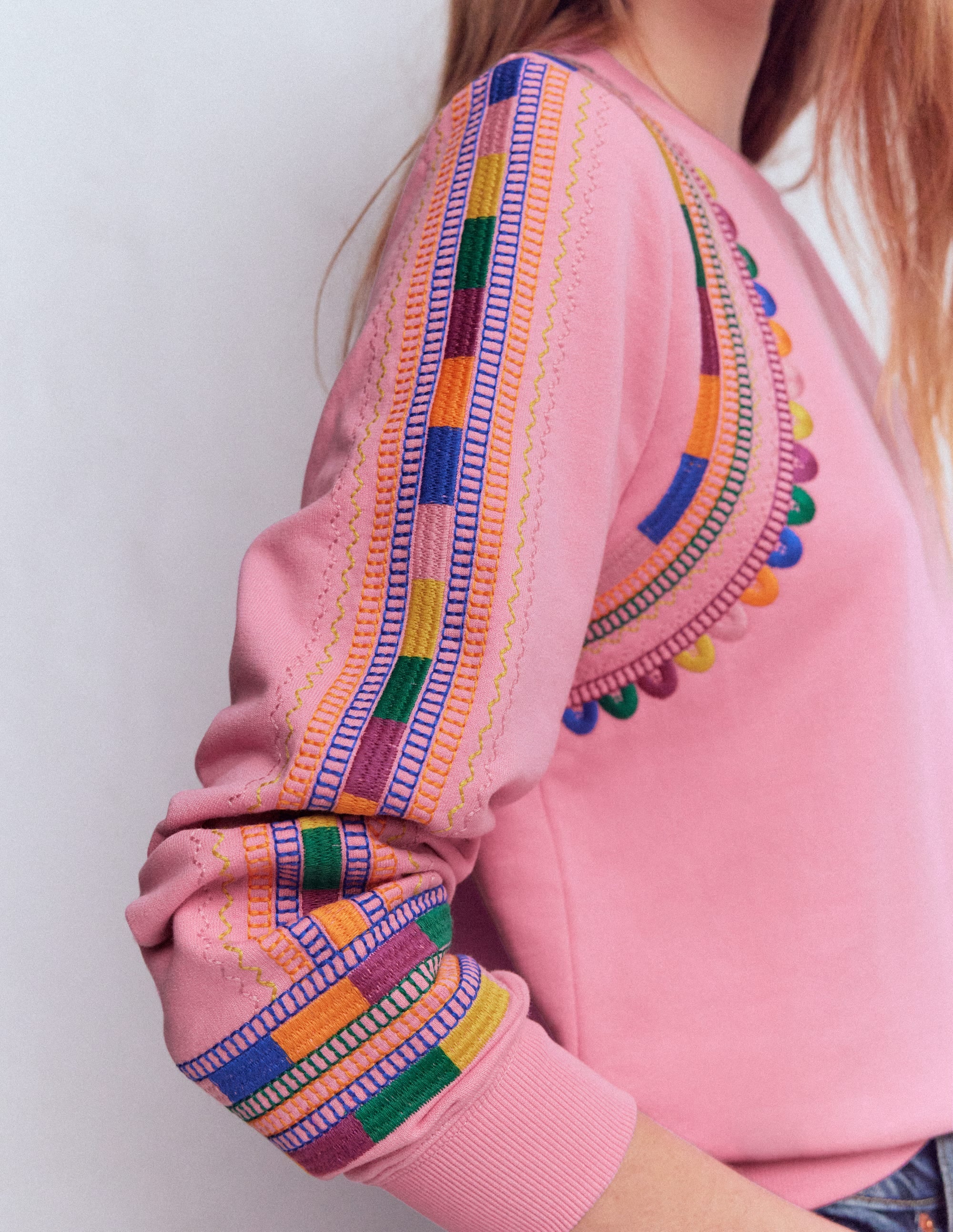 Hannah Sweatshirt mit Stickerei-Orchideenrosa Stickerei - Image 2