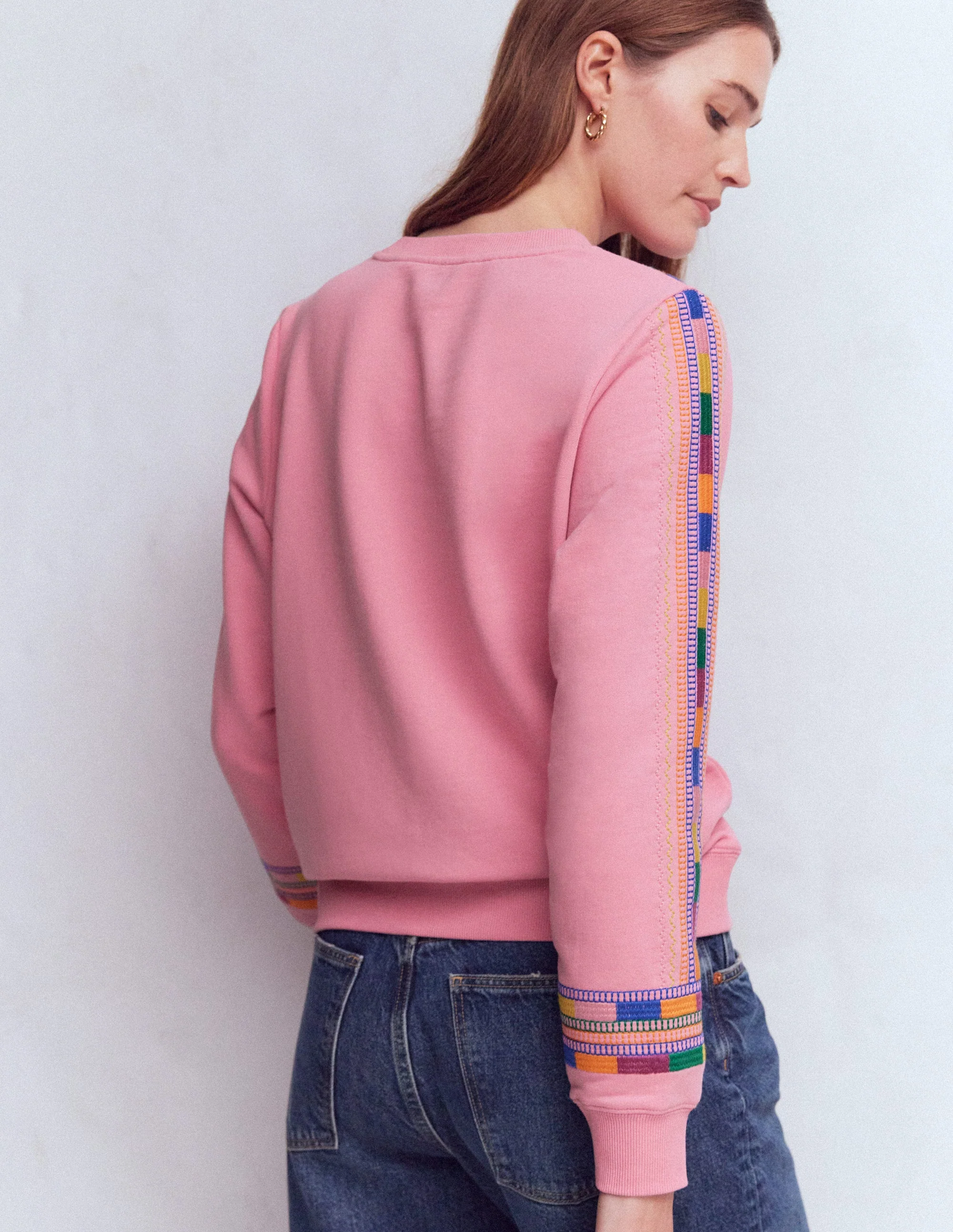 Hannah Sweatshirt mit Stickerei-Orchideenrosa Stickerei - Image 3