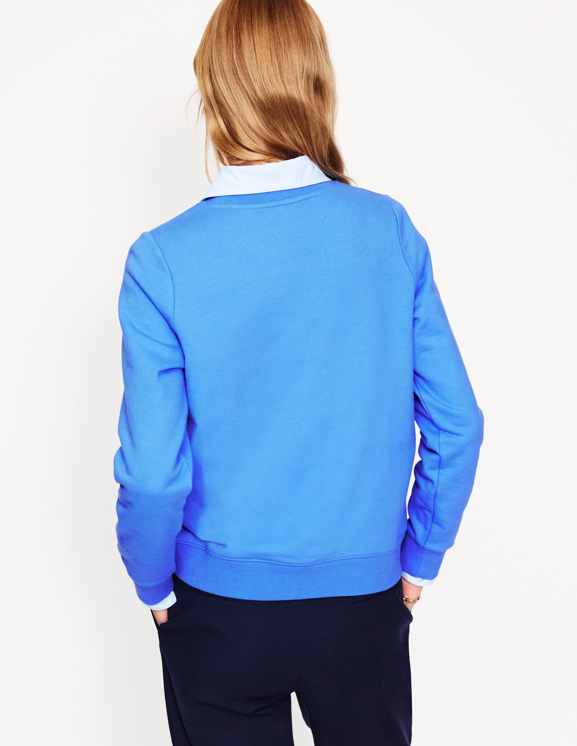Hannah Sweatshirt mit Stickerei-Pfauenfeder-Blau, Herzen - Image 3