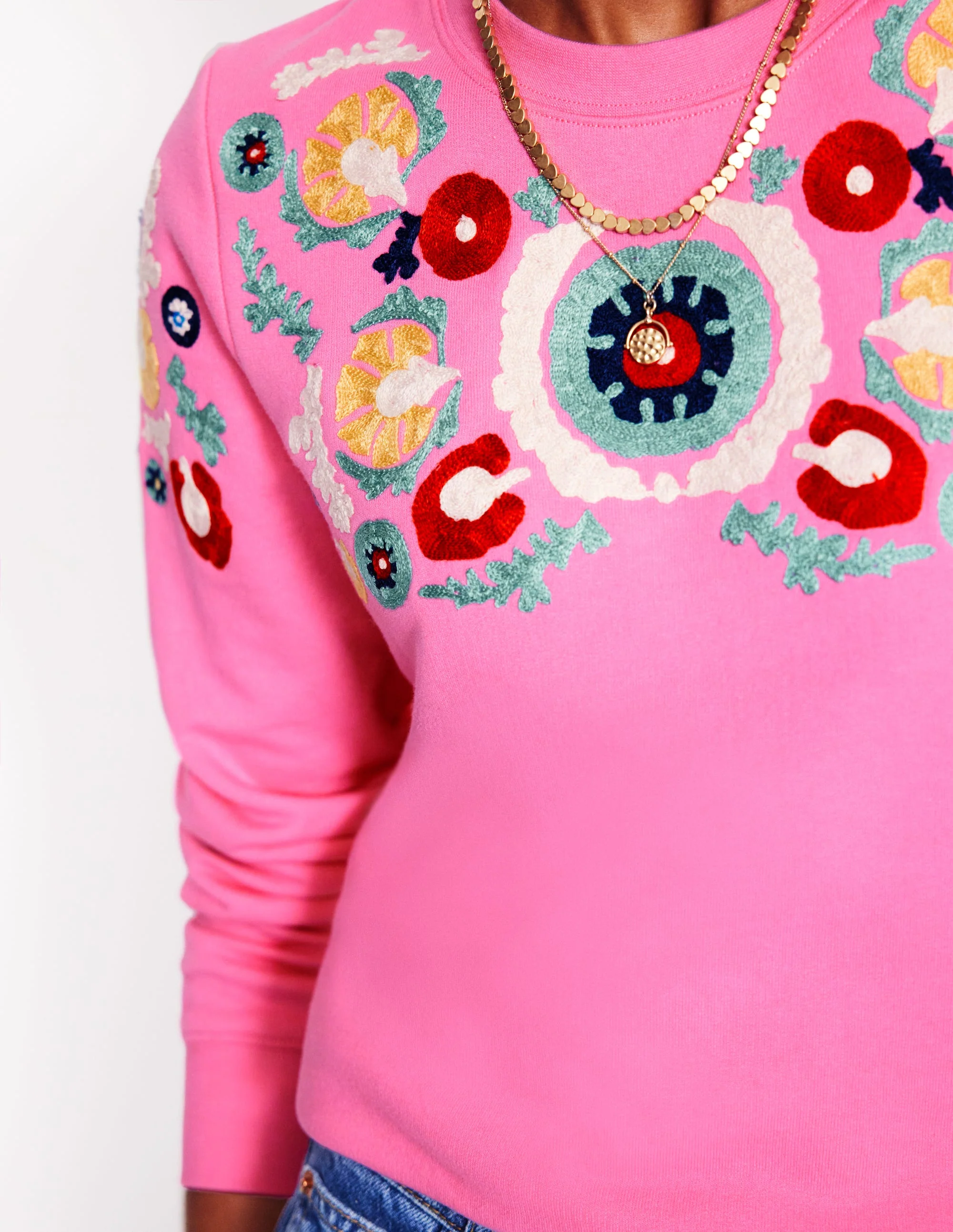 Hannah Sweatshirt mit Stickerei-Rosa Rose - Image 2