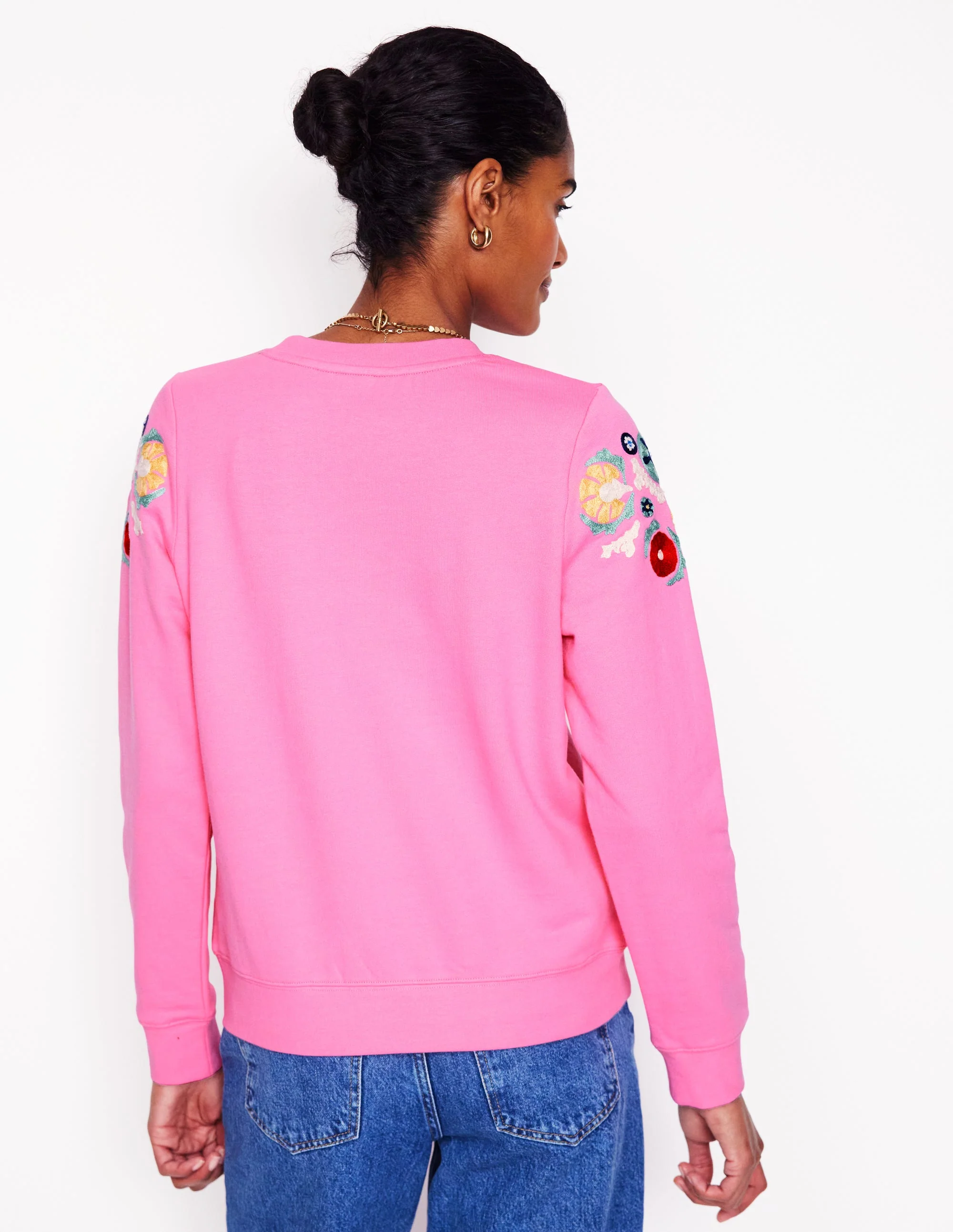 Hannah Sweatshirt mit Stickerei-Rosa Rose - Image 3