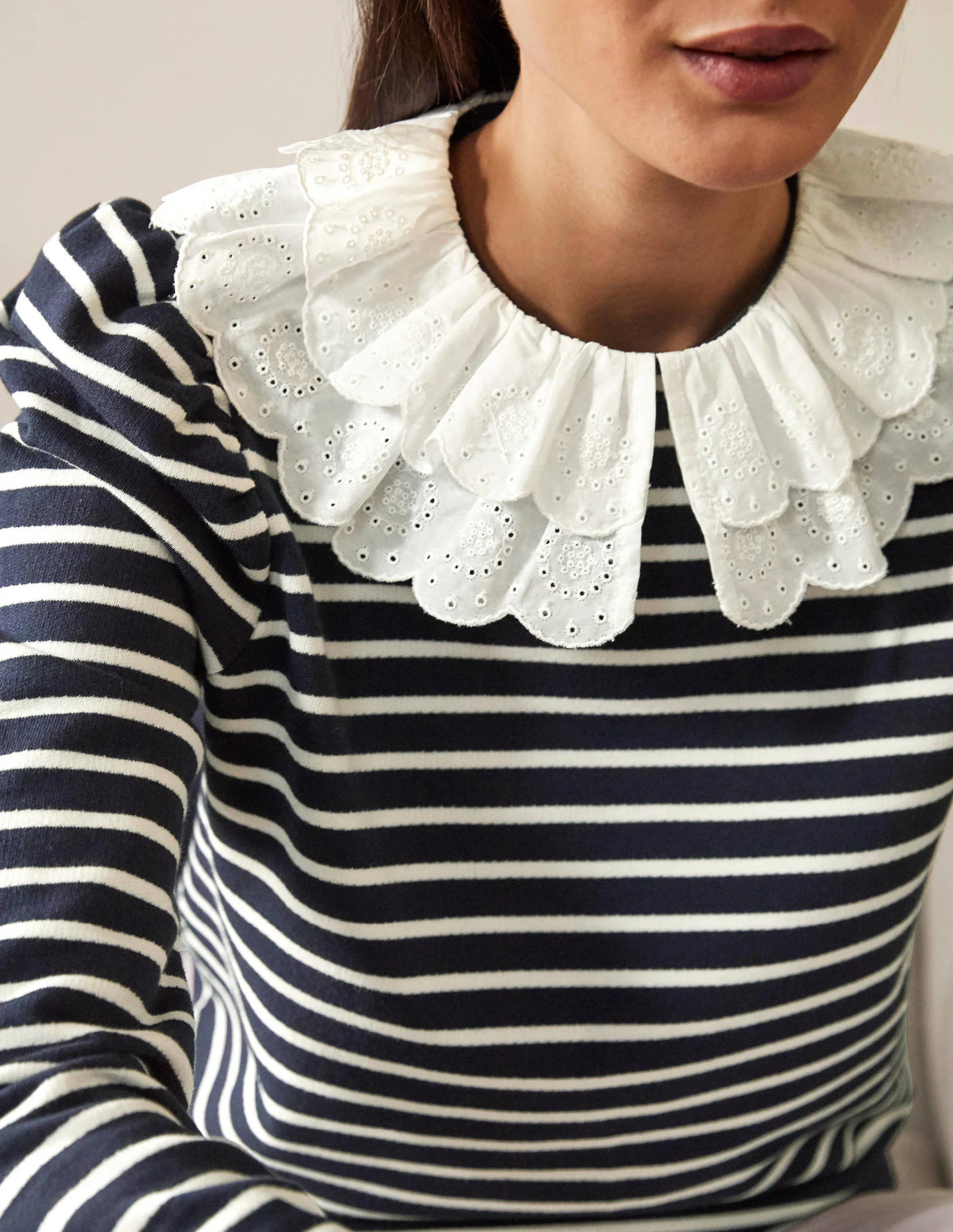 Hattie Sweatshirt mit Kragen-Navy/Naturweiß - Image 2