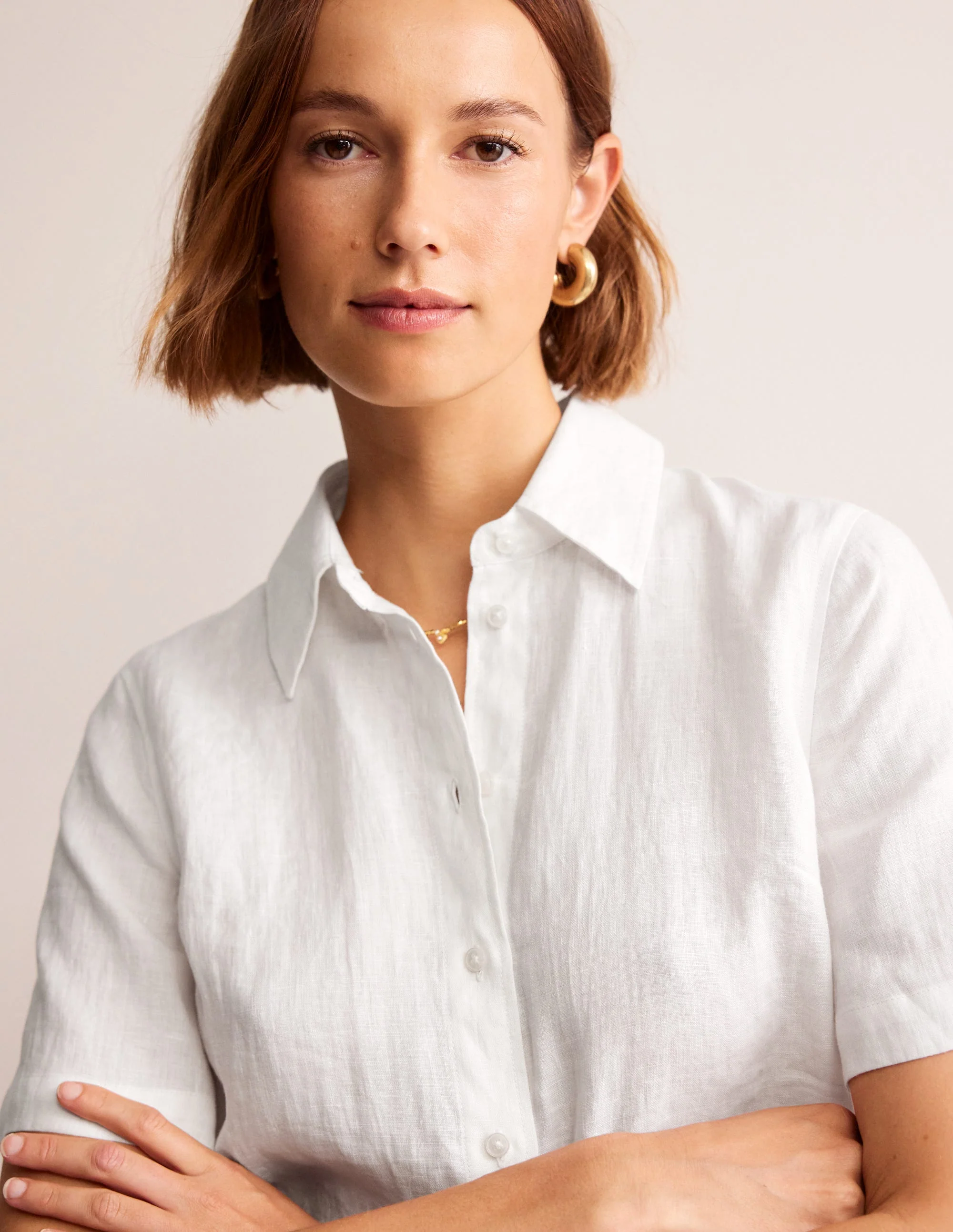 Hazel Kurzärmliges Leinenhemd-Weiß - Image 2