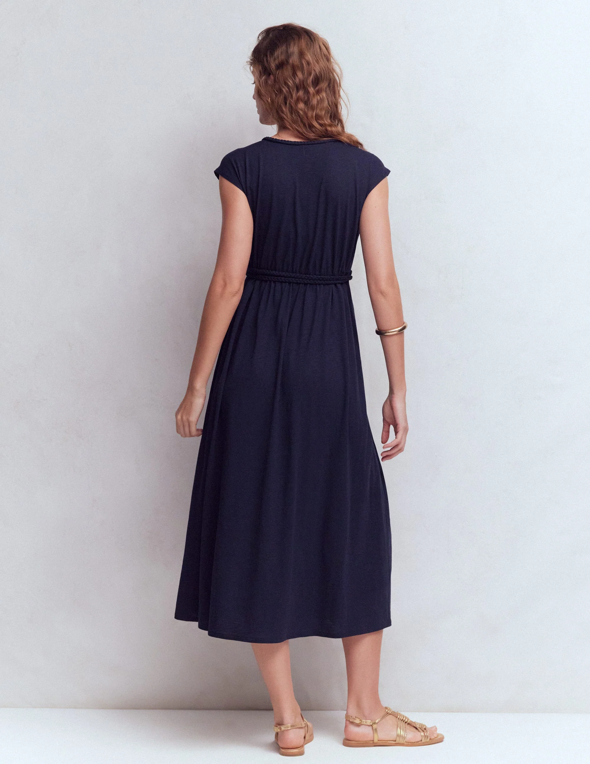 Heidi Gerafftes Jerseykleid mit Kordel-Marineblau - Image 4