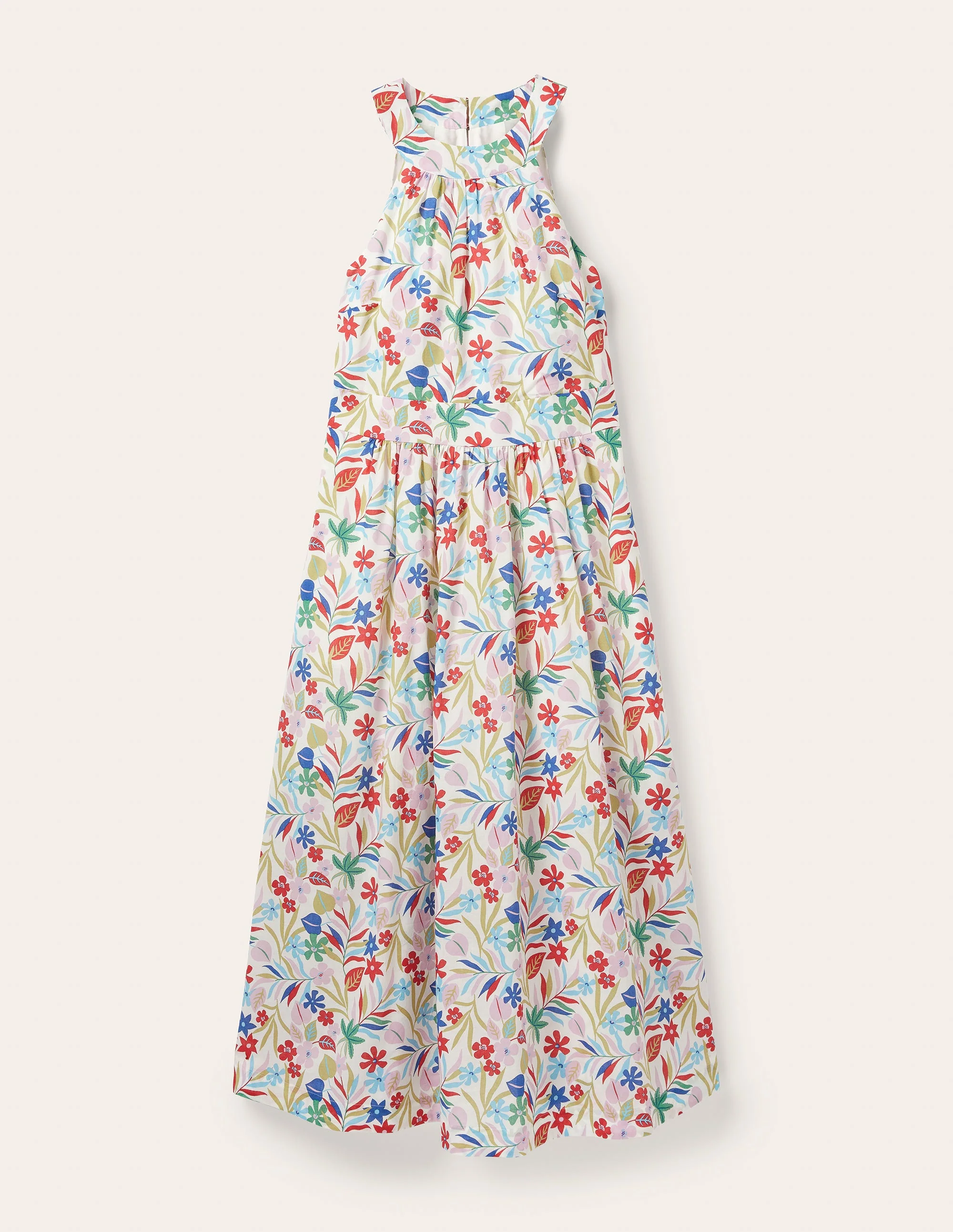 Heidi Neckholder-Midikleid-Bunt, Tropische Blätter - Image 13