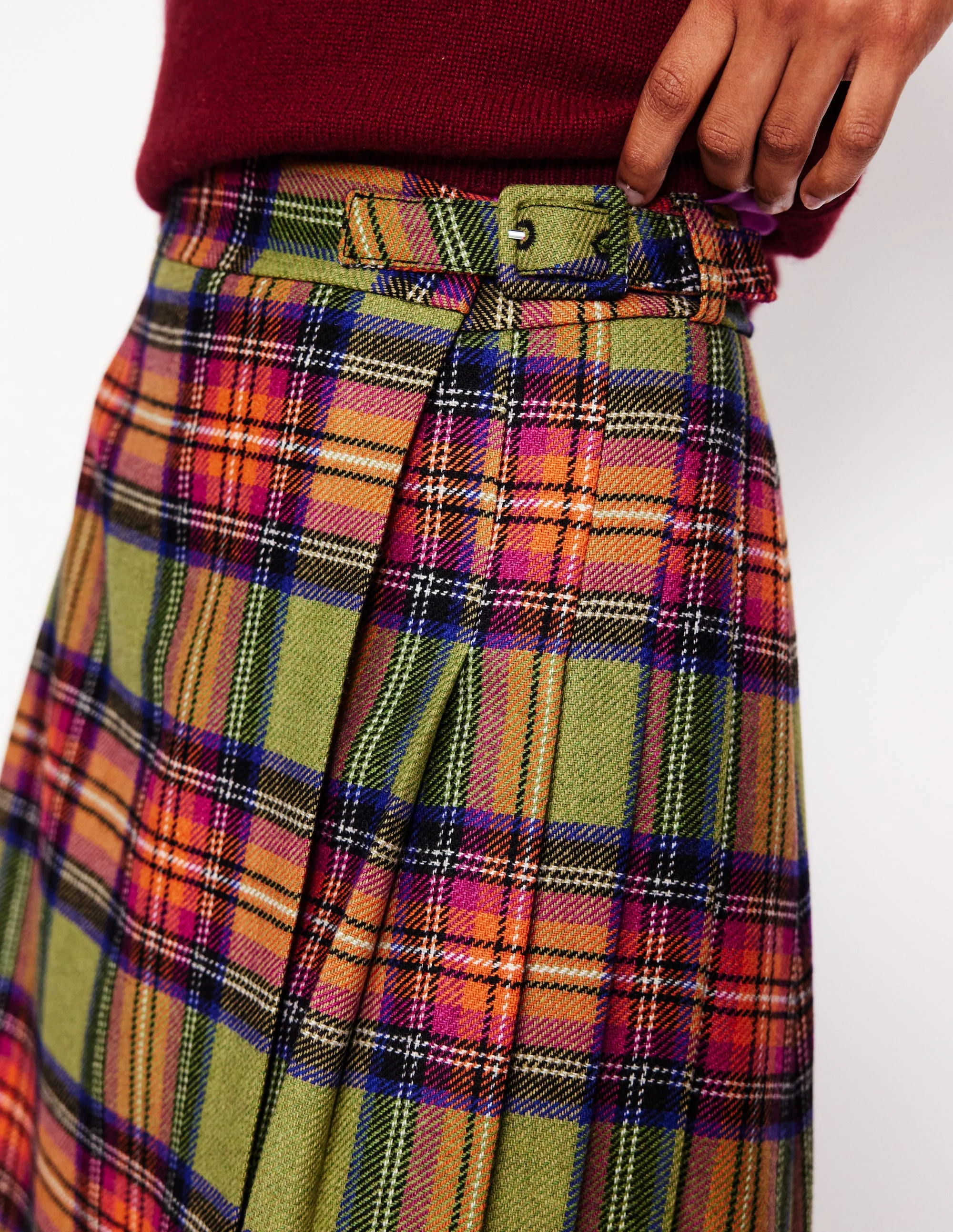 Helen Kilt mit Schnalle-Grün und Lila kariert - Image 2