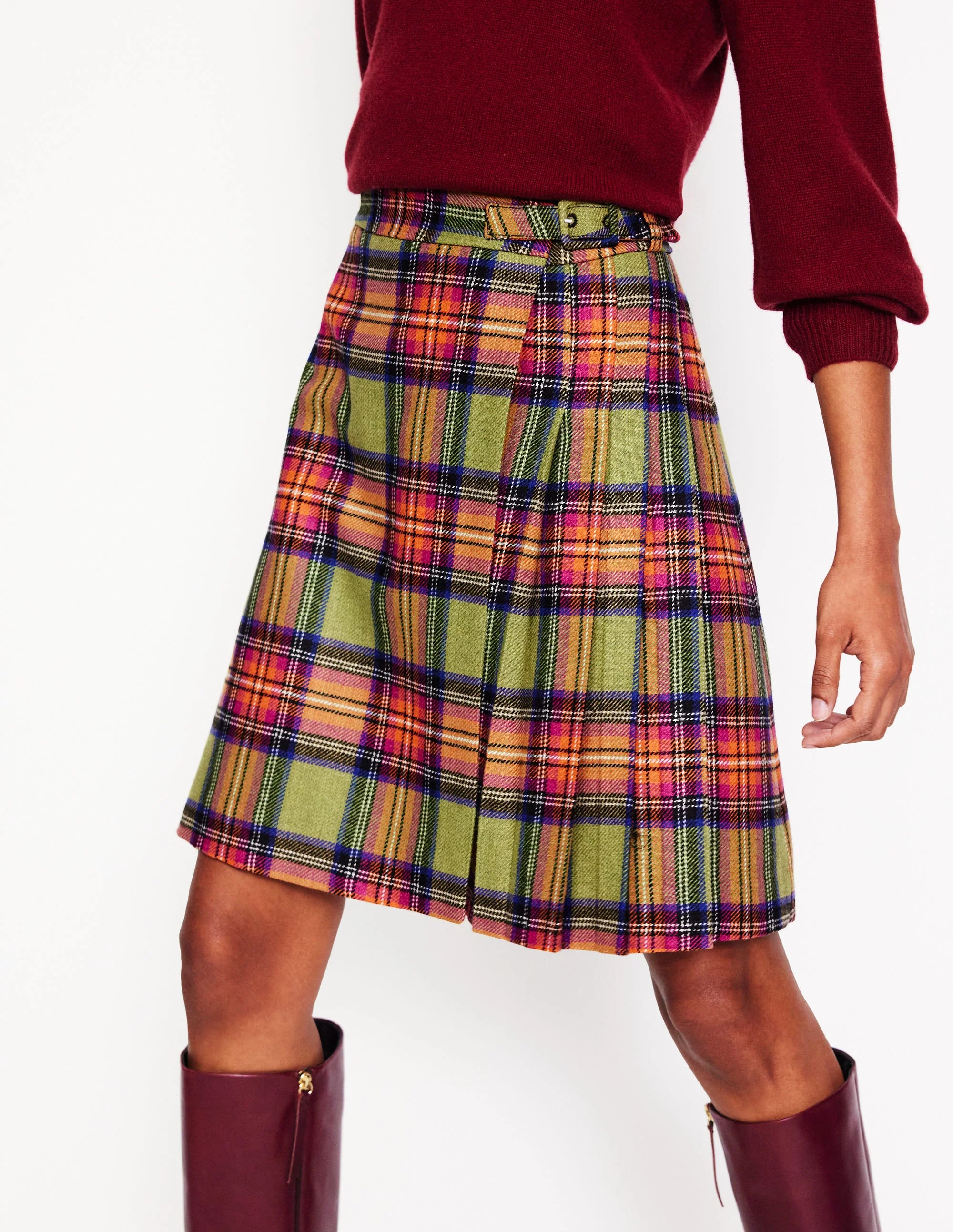 Helen Kilt mit Schnalle-Grün und Lila kariert - Image 4