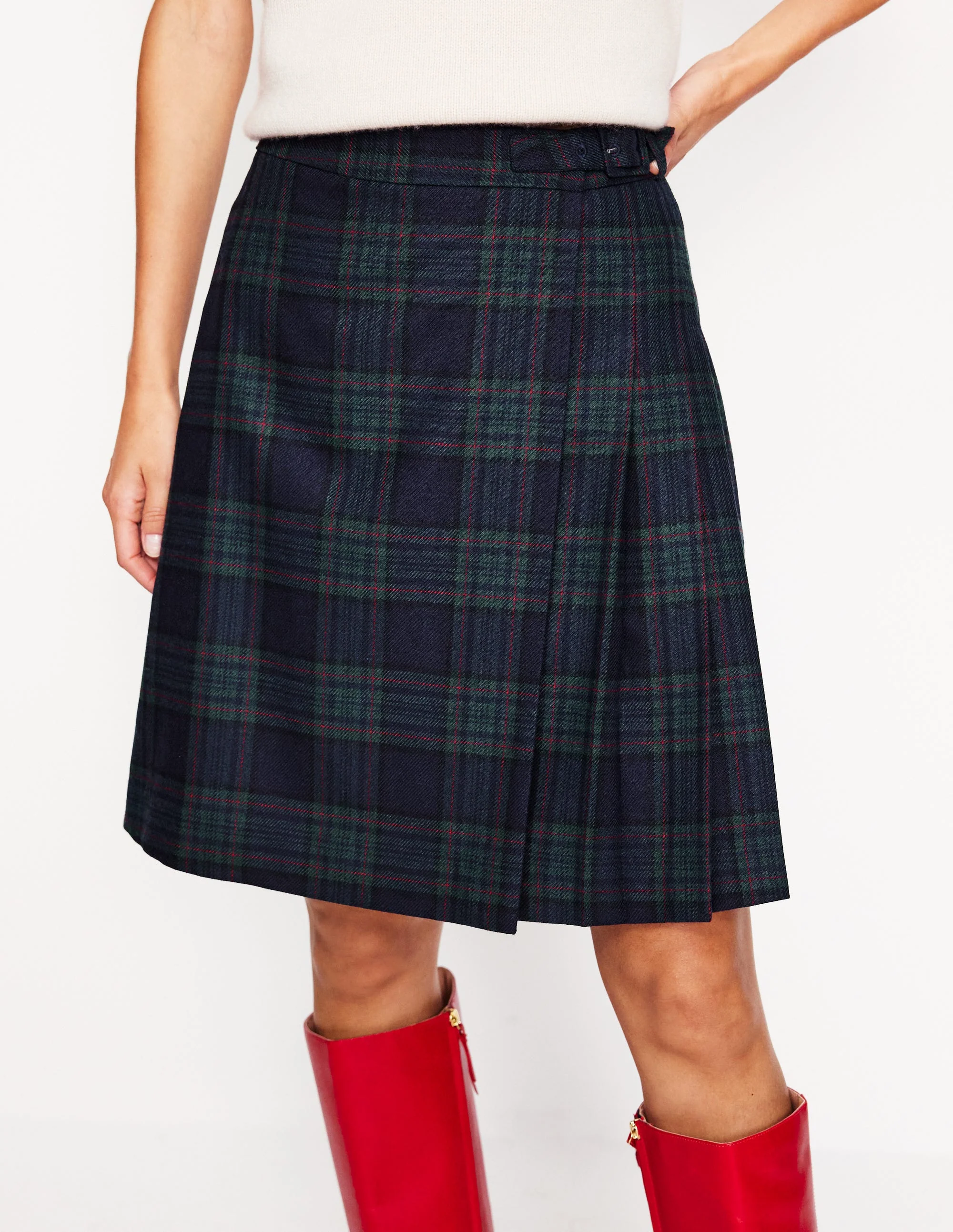 Helen Kilt mit Schnalle-Marineblau und Grün kariert - Image 4