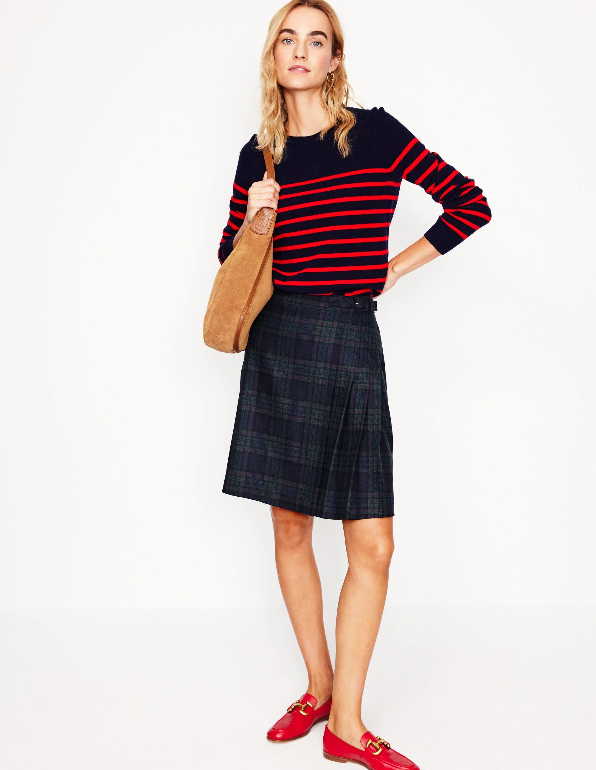 Helen Kilt mit Schnalle-Marineblau und Grün kariert - Image 5
