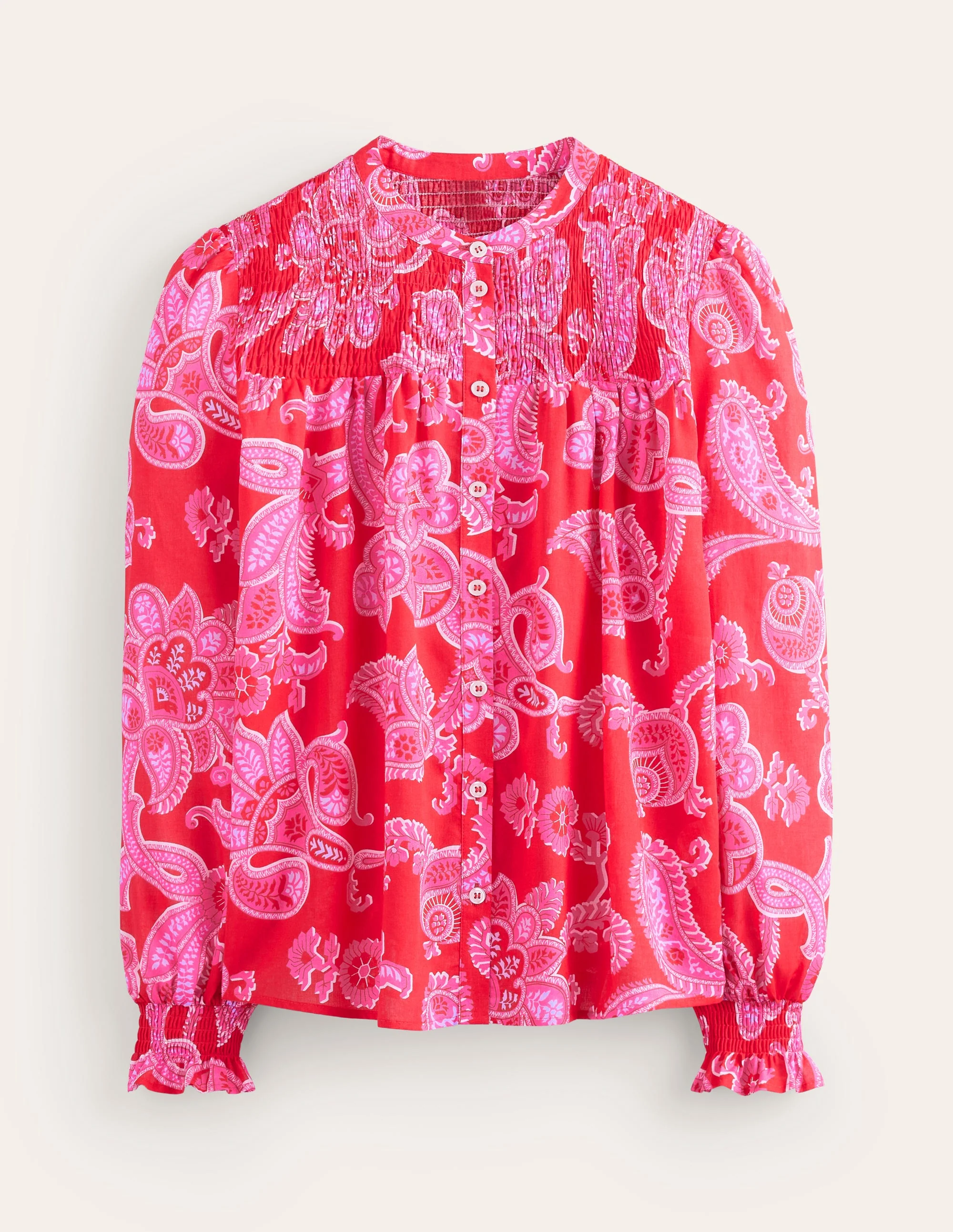 Helena Baumwoll-Bluse-Flame Scarlet, Cascade Paisley - Image 5